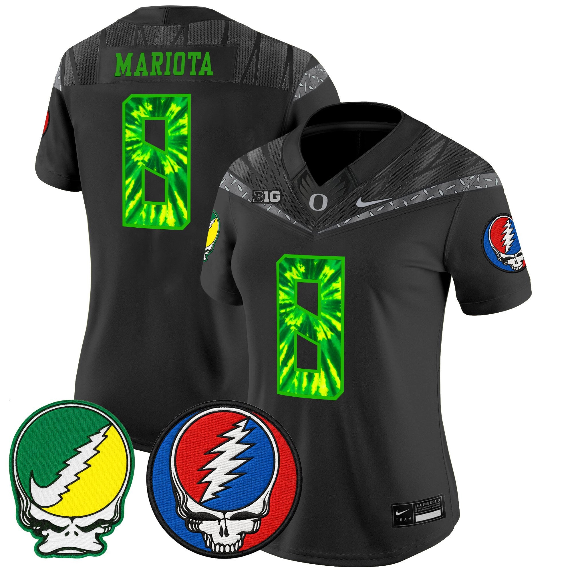 Women's Oregon Ducks 2025 'Grateful Ducks x Grateful Dead' Vapor Limited Jersey - All Stitched