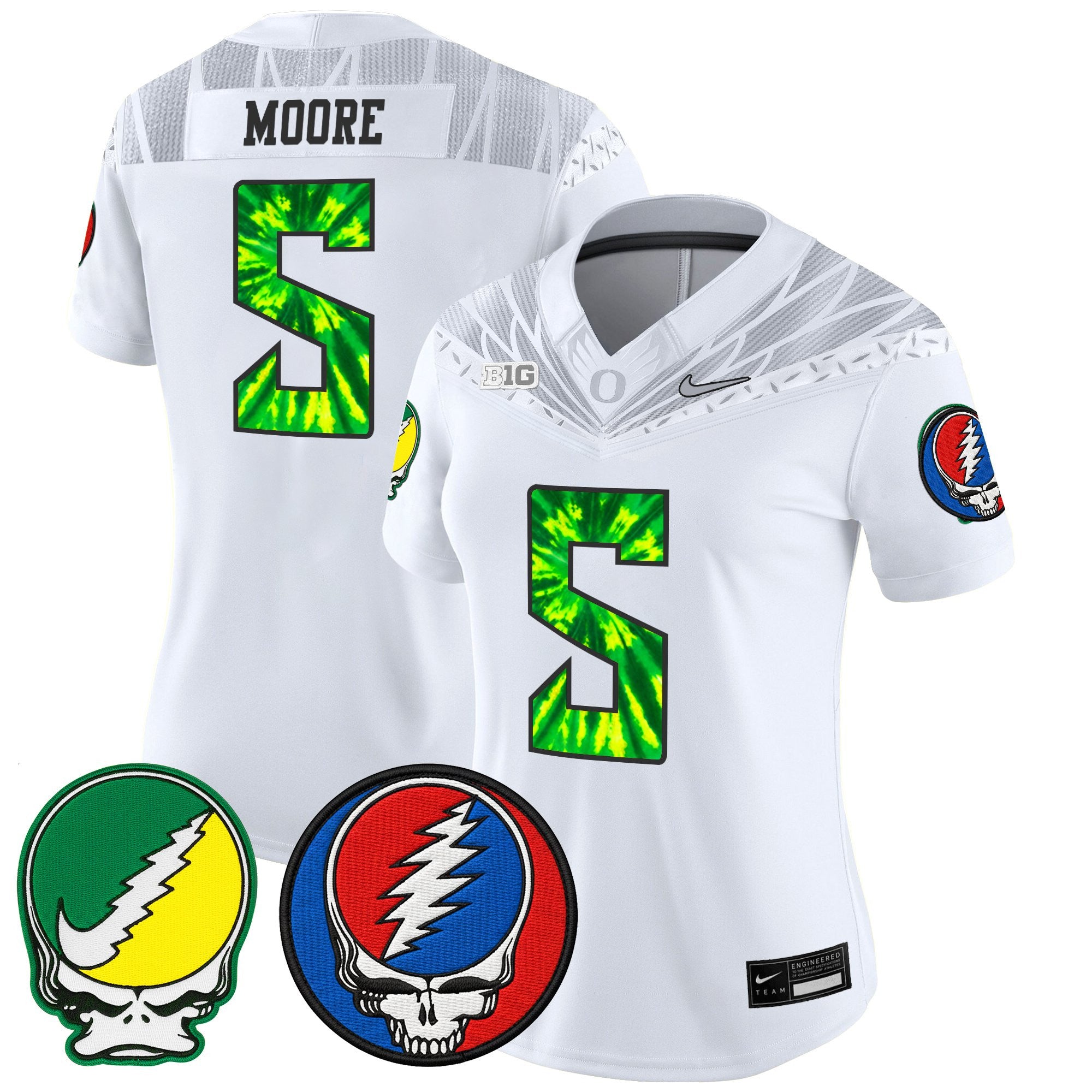 Women's Oregon Ducks 2025 'Grateful Ducks x Grateful Dead' Vapor Limited Jersey - All Stitched