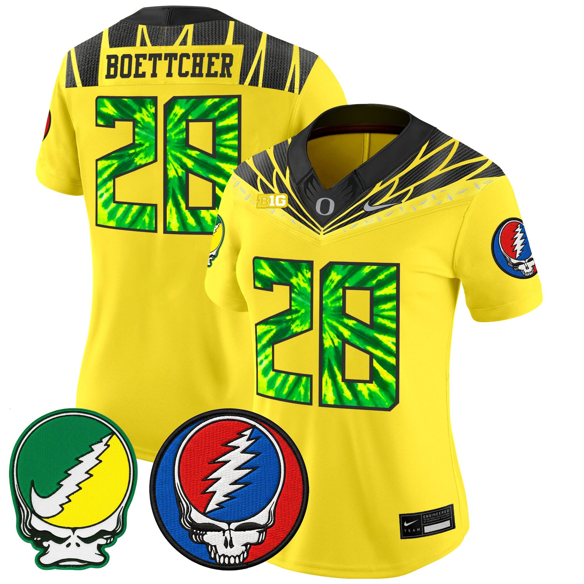 Women's Oregon Ducks 2025 'Grateful Ducks x Grateful Dead' Vapor Limited Jersey - All Stitched