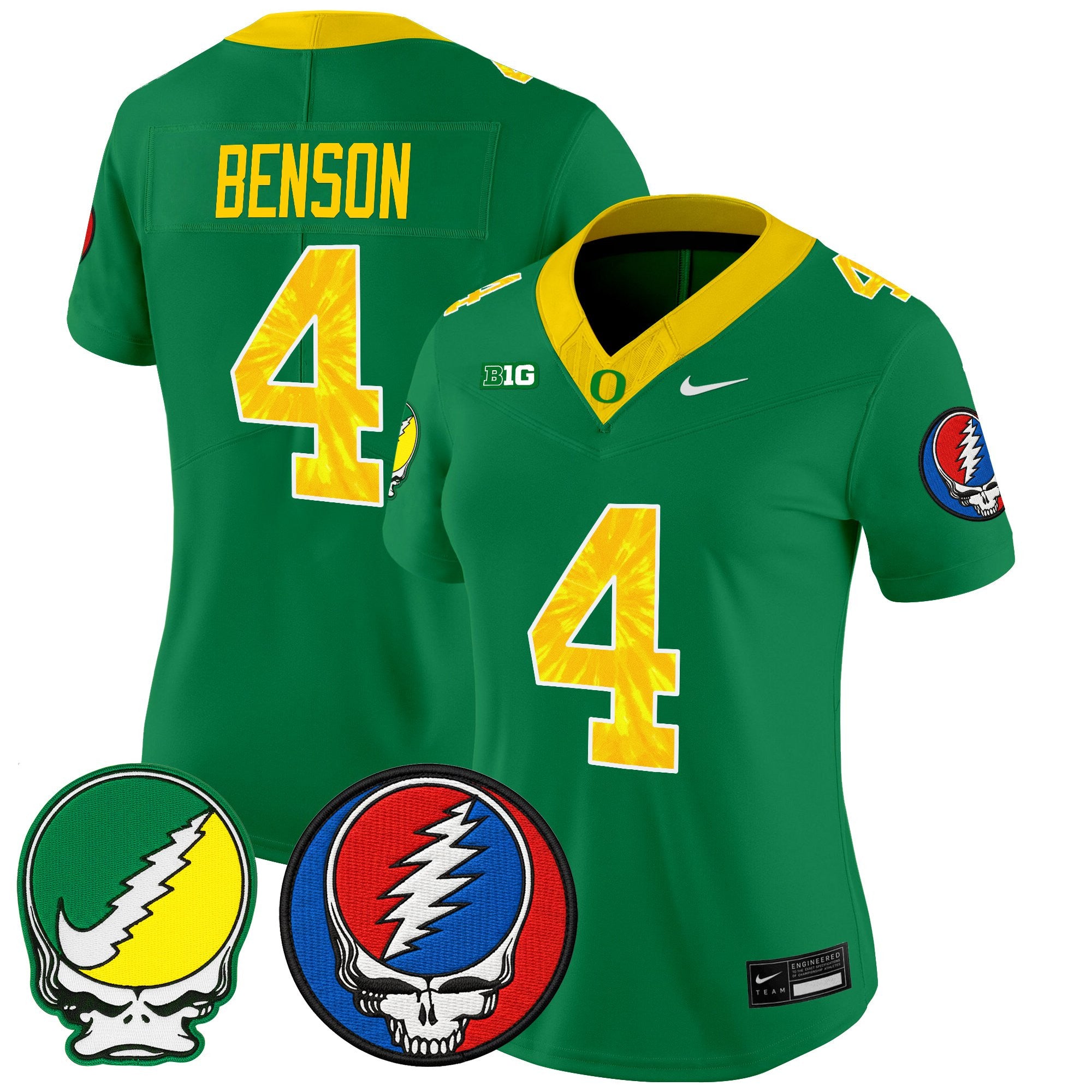 Women's Oregon Ducks 2025 'Grateful Ducks x Grateful Dead' Vapor Limited Jersey - All Stitched
