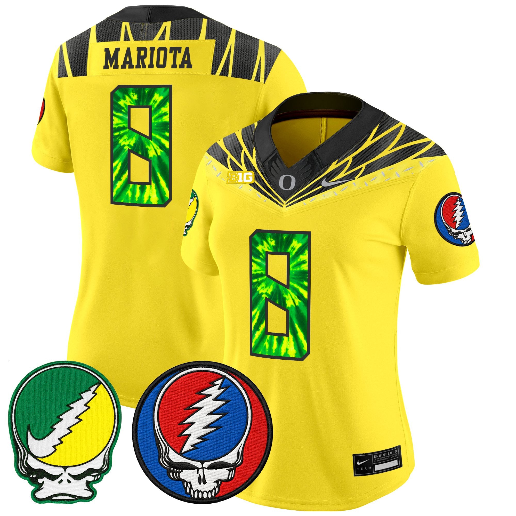 Women's Oregon Ducks 2025 'Grateful Ducks x Grateful Dead' Vapor Limited Jersey - All Stitched