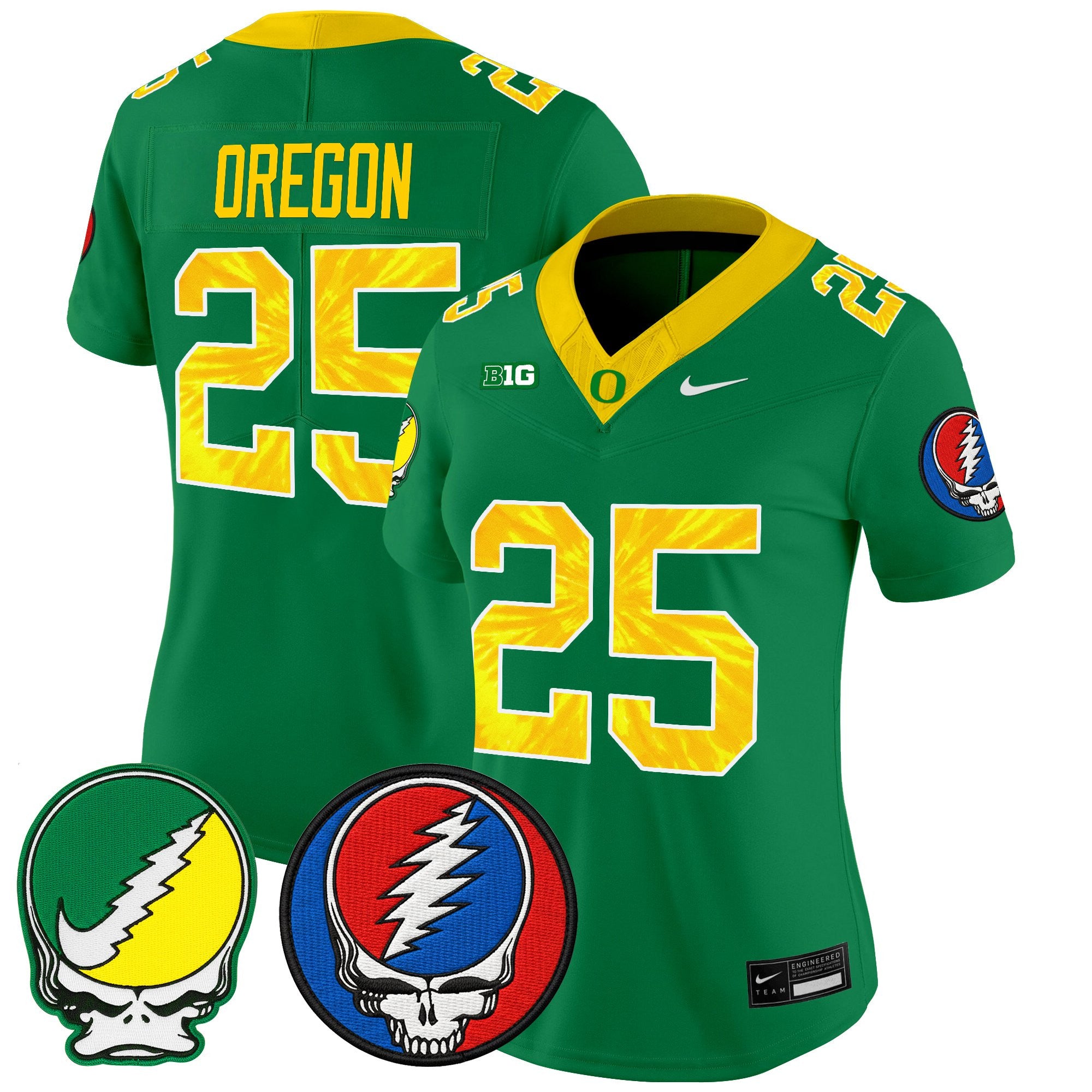 Women's Oregon Ducks 2025 'Grateful Ducks x Grateful Dead' Vapor Limited Jersey - All Stitched