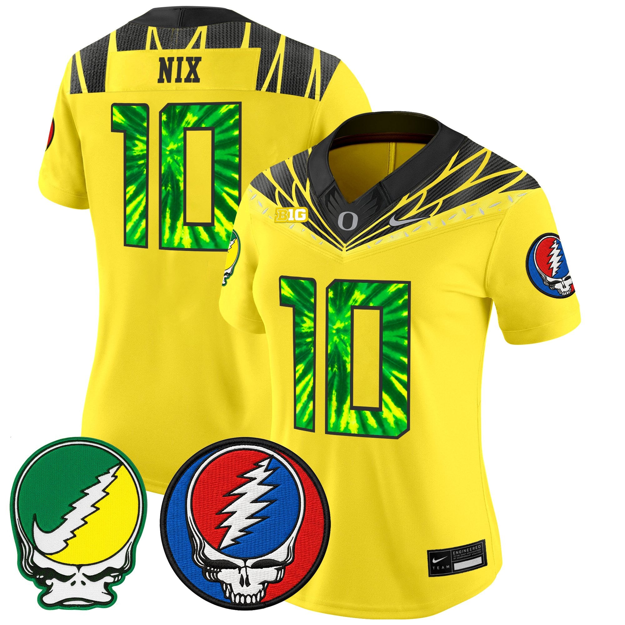 Women's Oregon Ducks 2025 'Grateful Ducks x Grateful Dead' Vapor Limited Jersey - All Stitched