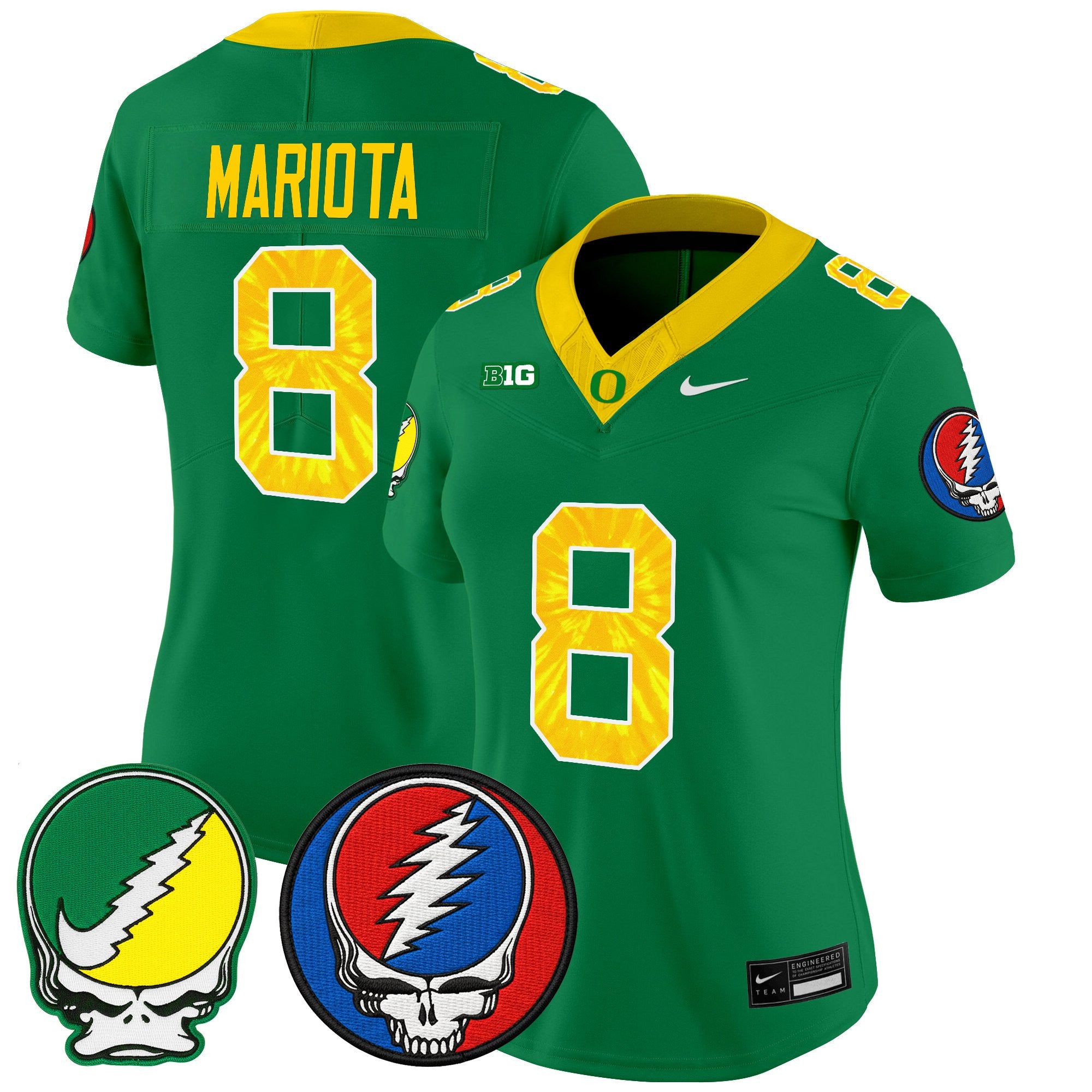 Women's Oregon Ducks 2025 'Grateful Ducks x Grateful Dead' Vapor Limited Jersey - All Stitched