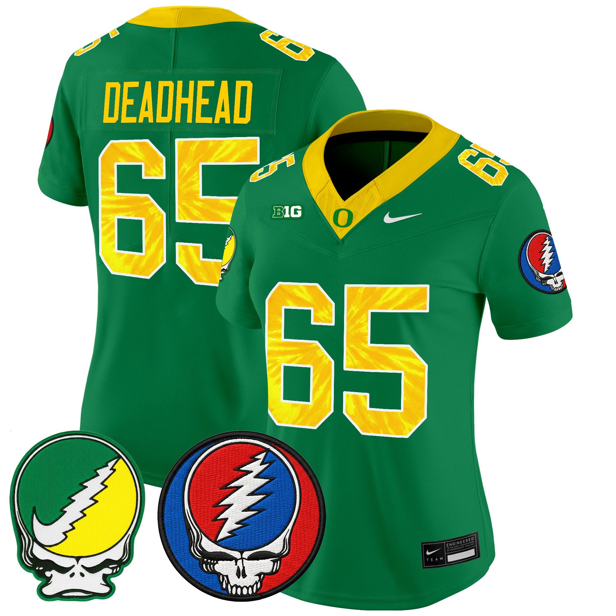 Women's Oregon Ducks 2025 'Grateful Ducks x Grateful Dead' Vapor Limited Jersey - All Stitched
