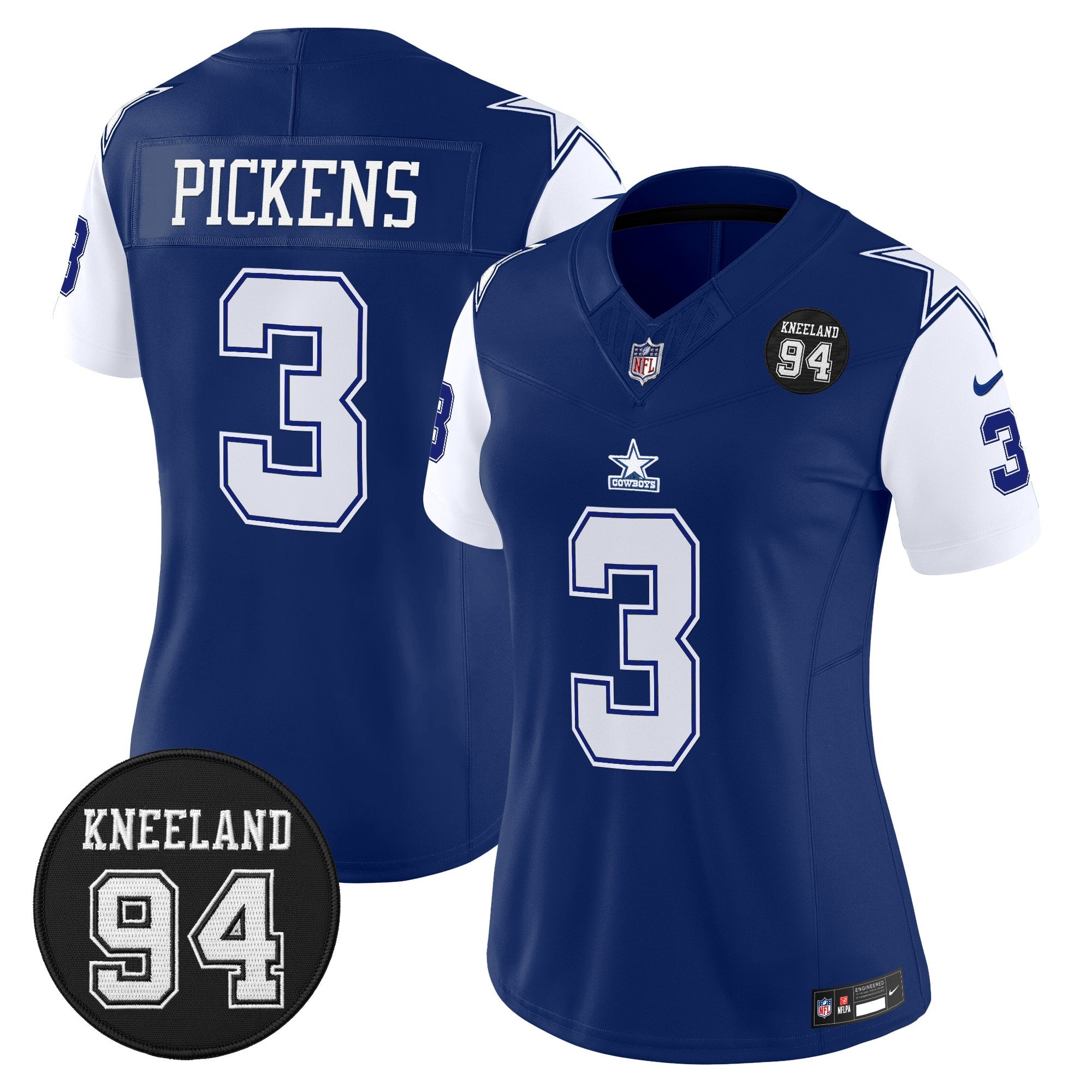 Women's Dallas Cowboys #94 Marshawn Kneeland Memorial Patch Vapor Limited Jersey - All Stitched