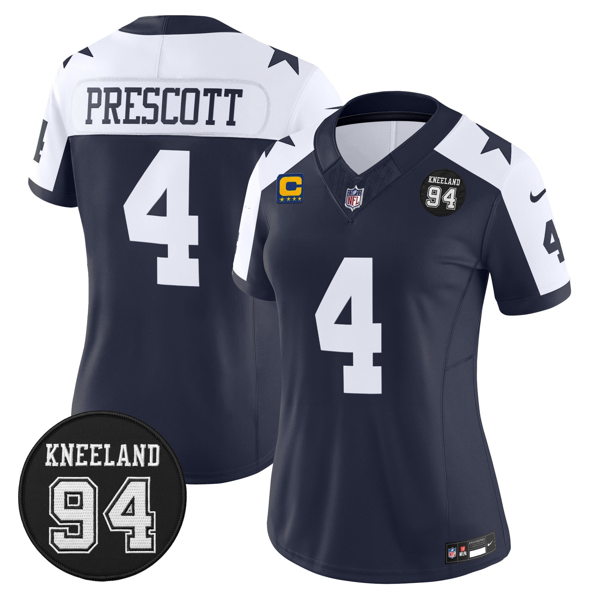 Women's Dallas Cowboys #94 Marshawn Kneeland Memorial Patch Vapor Limited Jersey - All Stitched