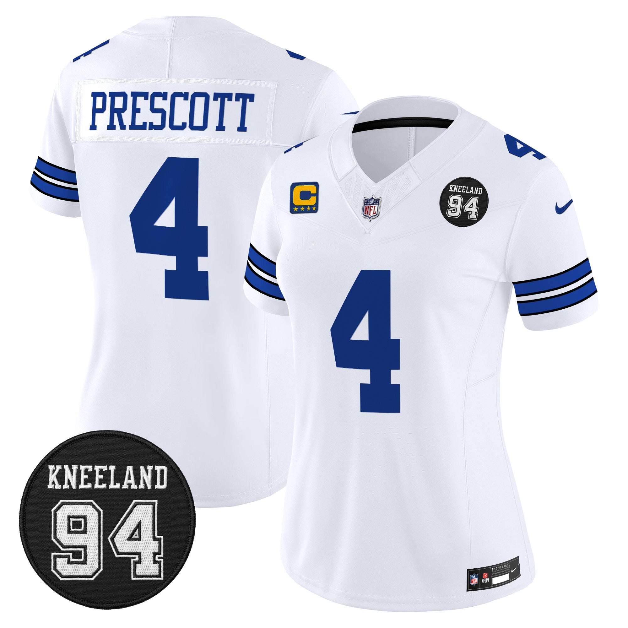 Women's Dallas Cowboys #94 Marshawn Kneeland Memorial Patch Vapor Limited Jersey - All Stitched