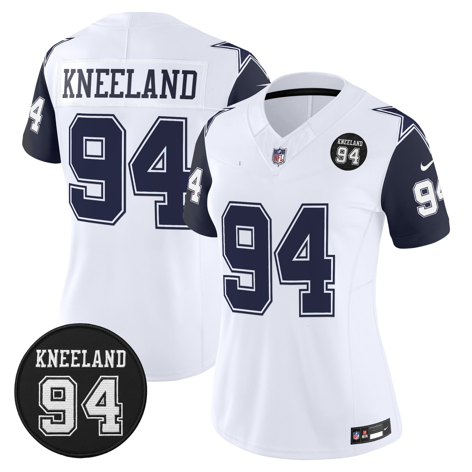 Women's Dallas Cowboys #94 Marshawn Kneeland Memorial Patch Vapor Limited Jersey - All Stitched