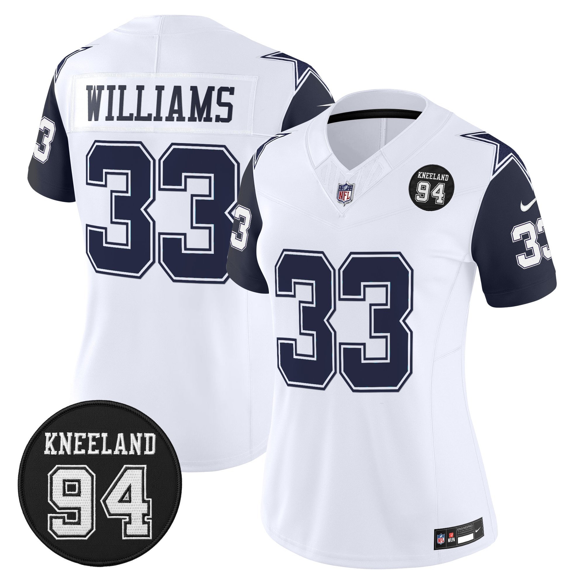 Women's Dallas Cowboys #94 Marshawn Kneeland Memorial Patch Vapor Limited Jersey - All Stitched