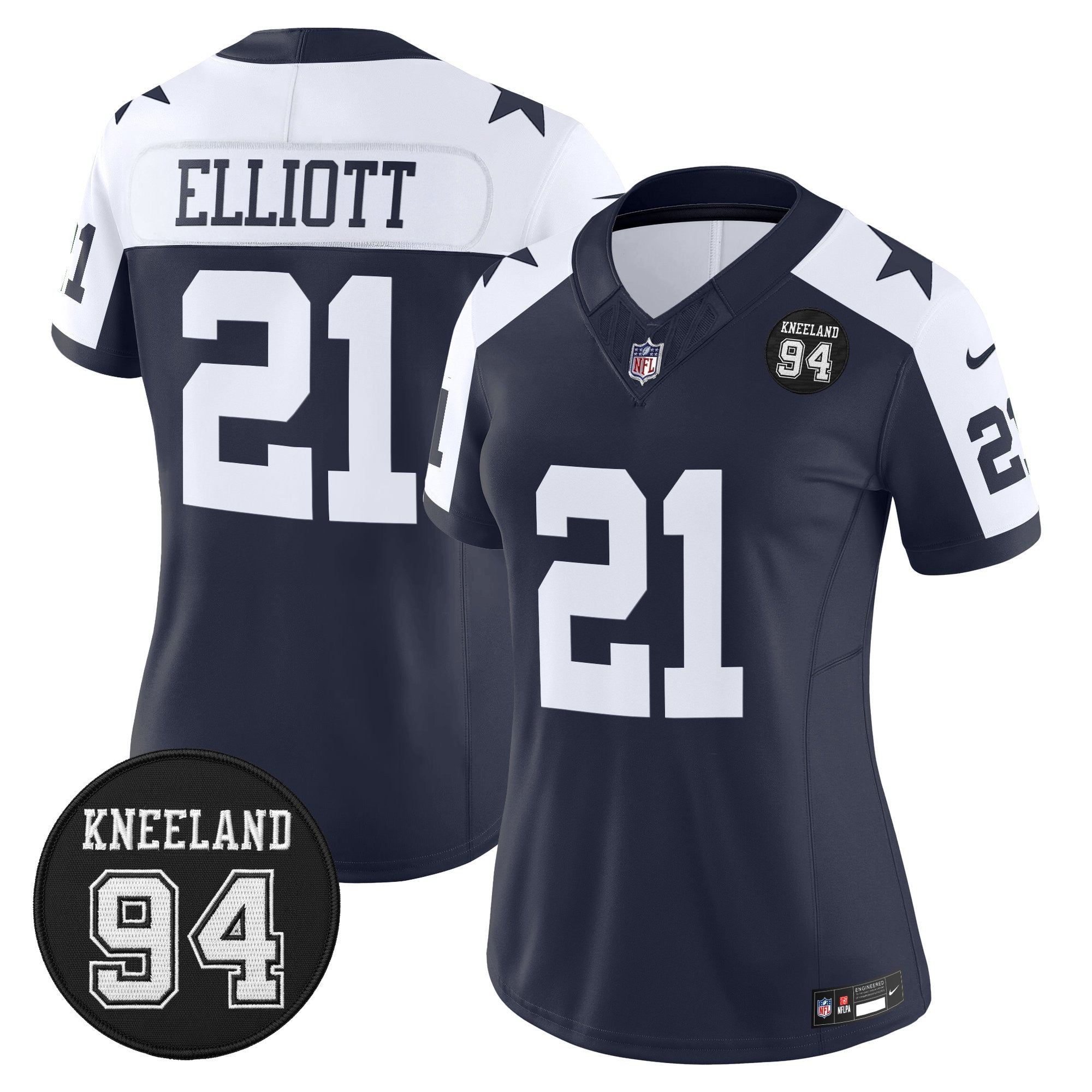 Women's Dallas Cowboys #94 Marshawn Kneeland Memorial Patch Vapor Limited Jersey - All Stitched