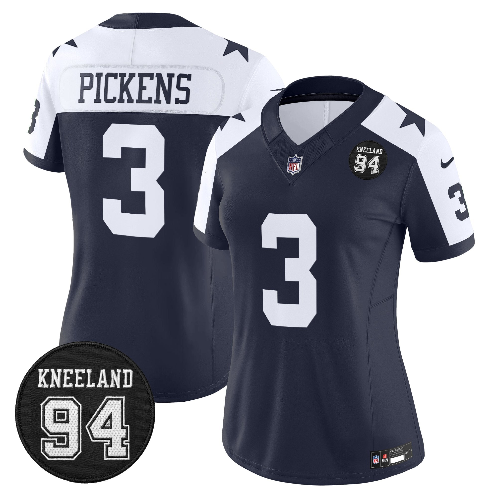 Women's Dallas Cowboys #94 Marshawn Kneeland Memorial Patch Vapor Limited Jersey - All Stitched