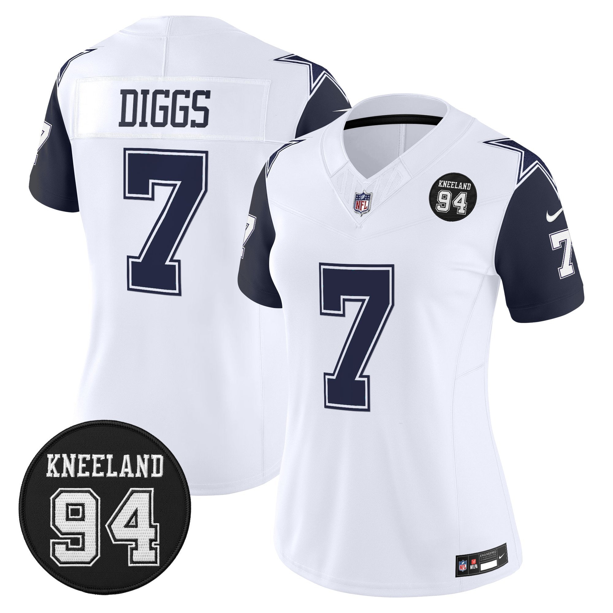 Women's Dallas Cowboys #94 Marshawn Kneeland Memorial Patch Vapor Limited Jersey - All Stitched