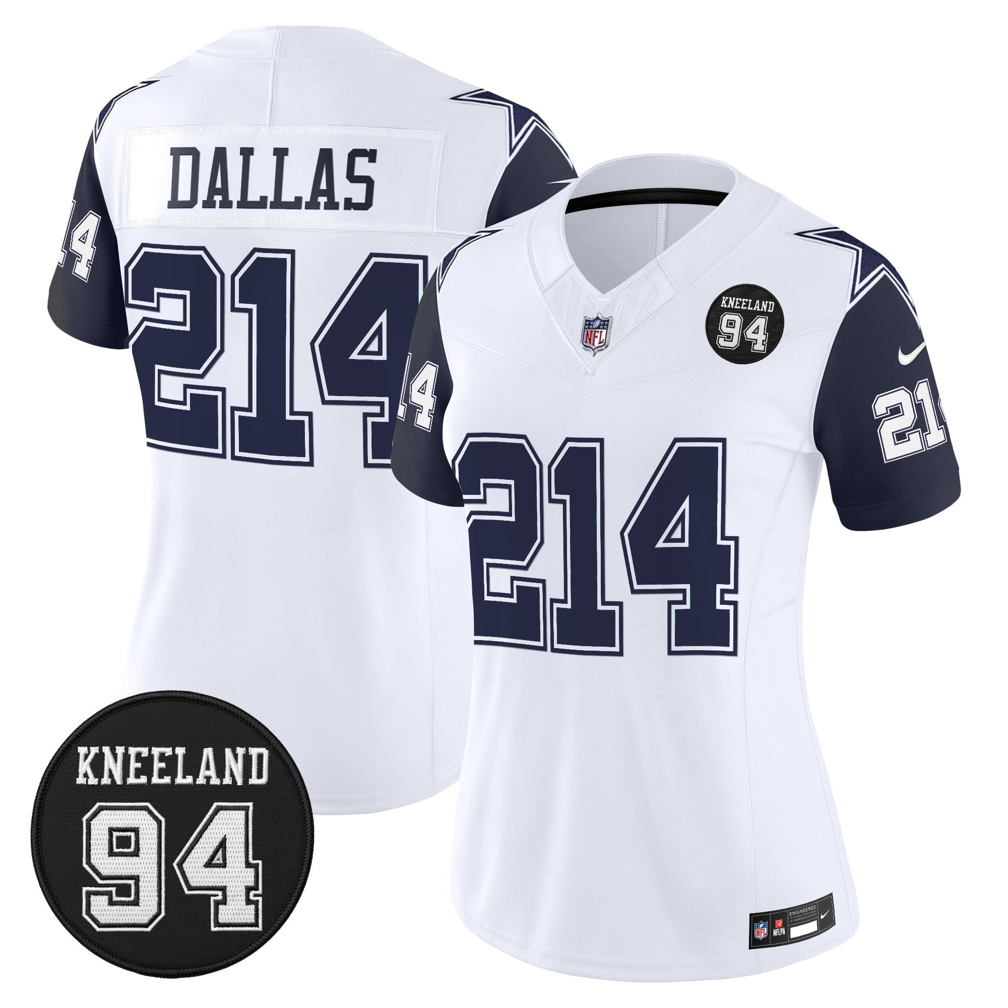 Women's Dallas Cowboys #94 Marshawn Kneeland Memorial Patch Vapor Limited Jersey - All Stitched