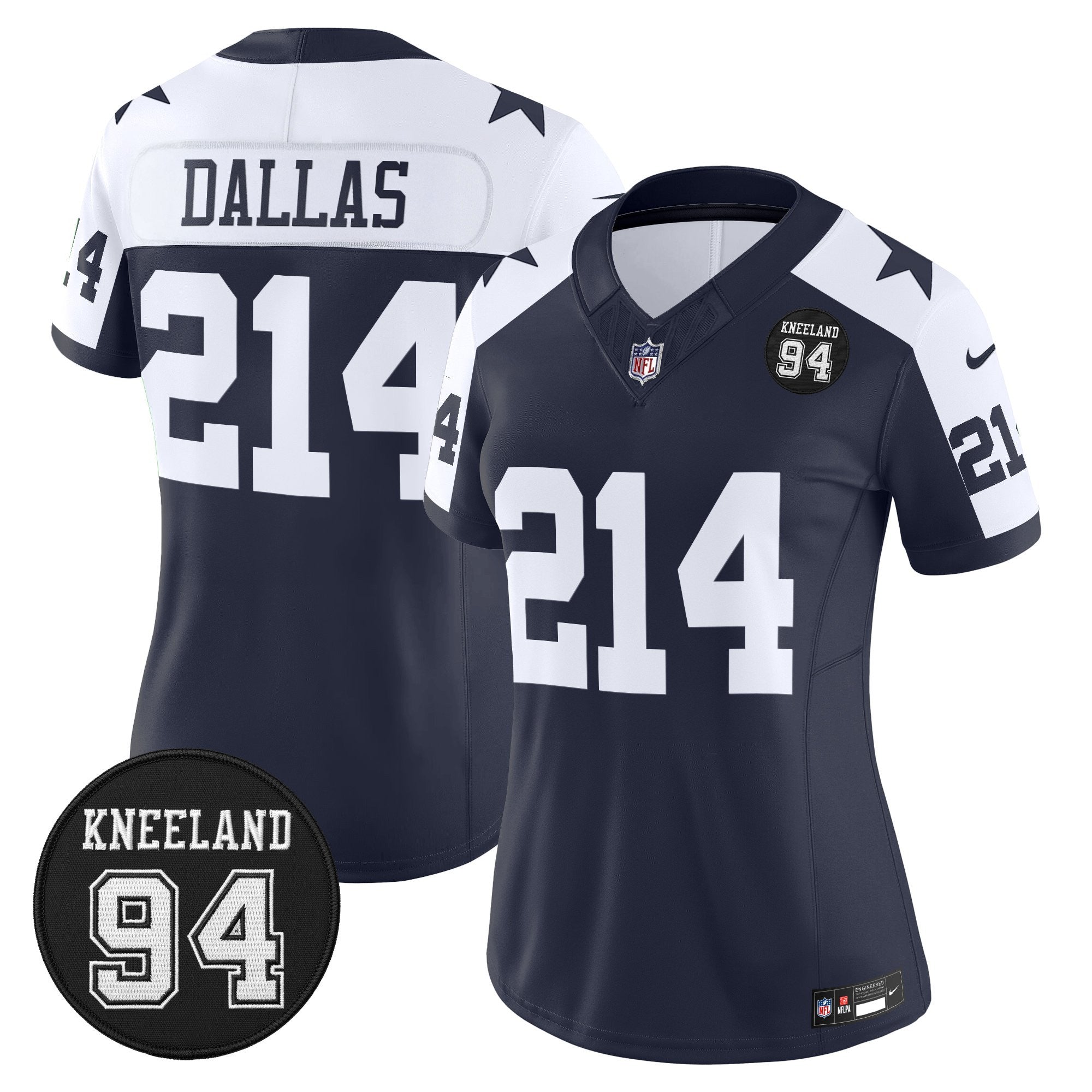 Women's Dallas Cowboys #94 Marshawn Kneeland Memorial Patch Vapor Limited Jersey - All Stitched