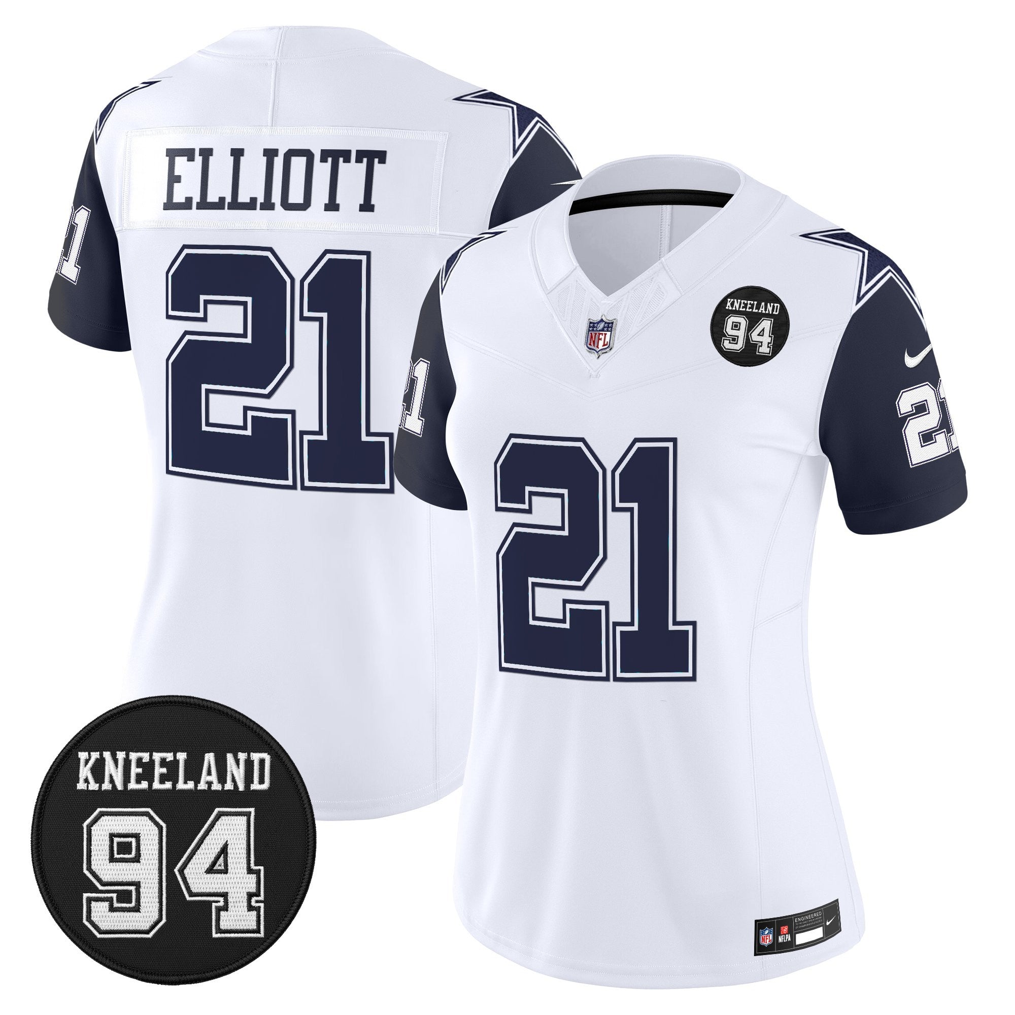 Women's Dallas Cowboys #94 Marshawn Kneeland Memorial Patch Vapor Limited Jersey - All Stitched