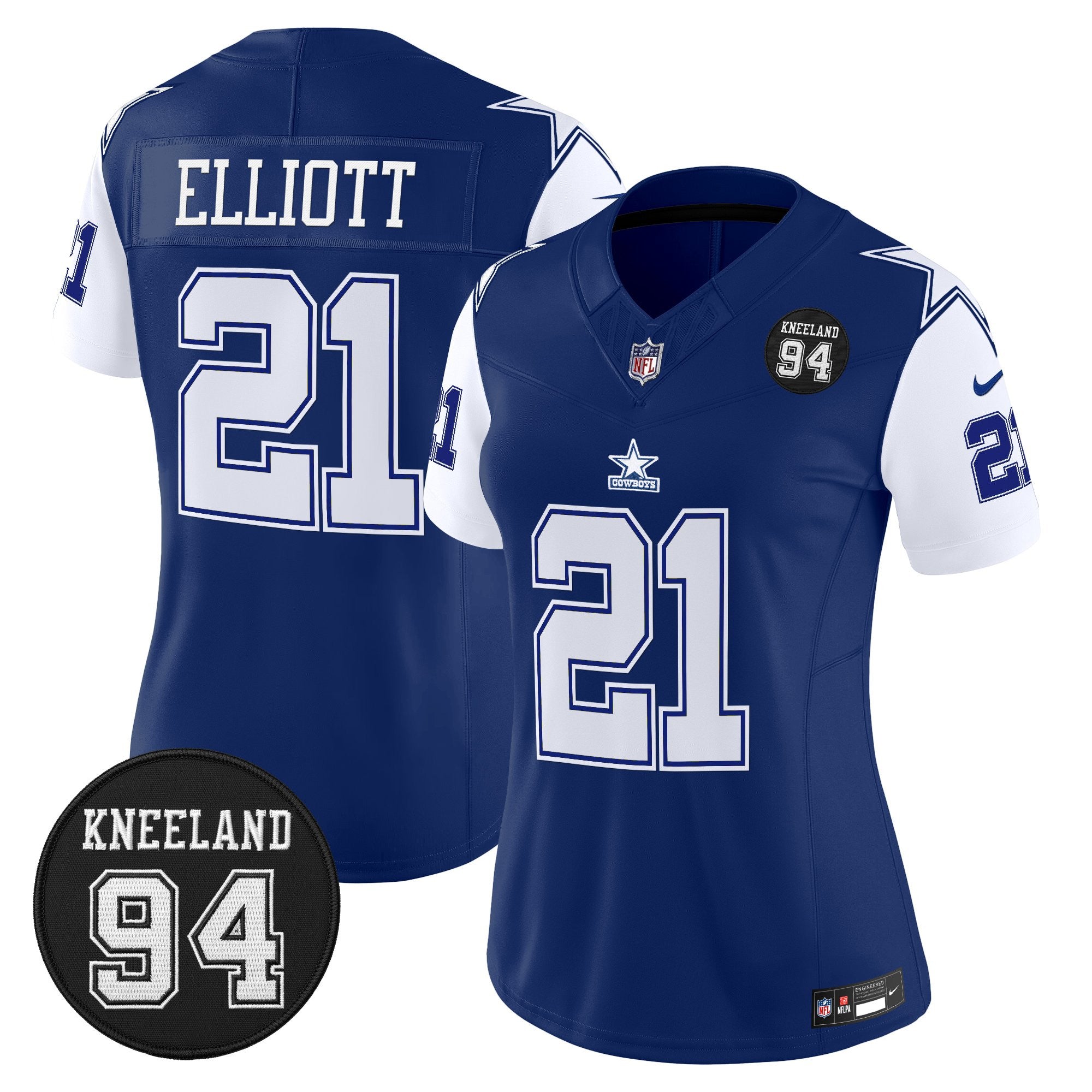 Women's Dallas Cowboys #94 Marshawn Kneeland Memorial Patch Vapor Limited Jersey - All Stitched