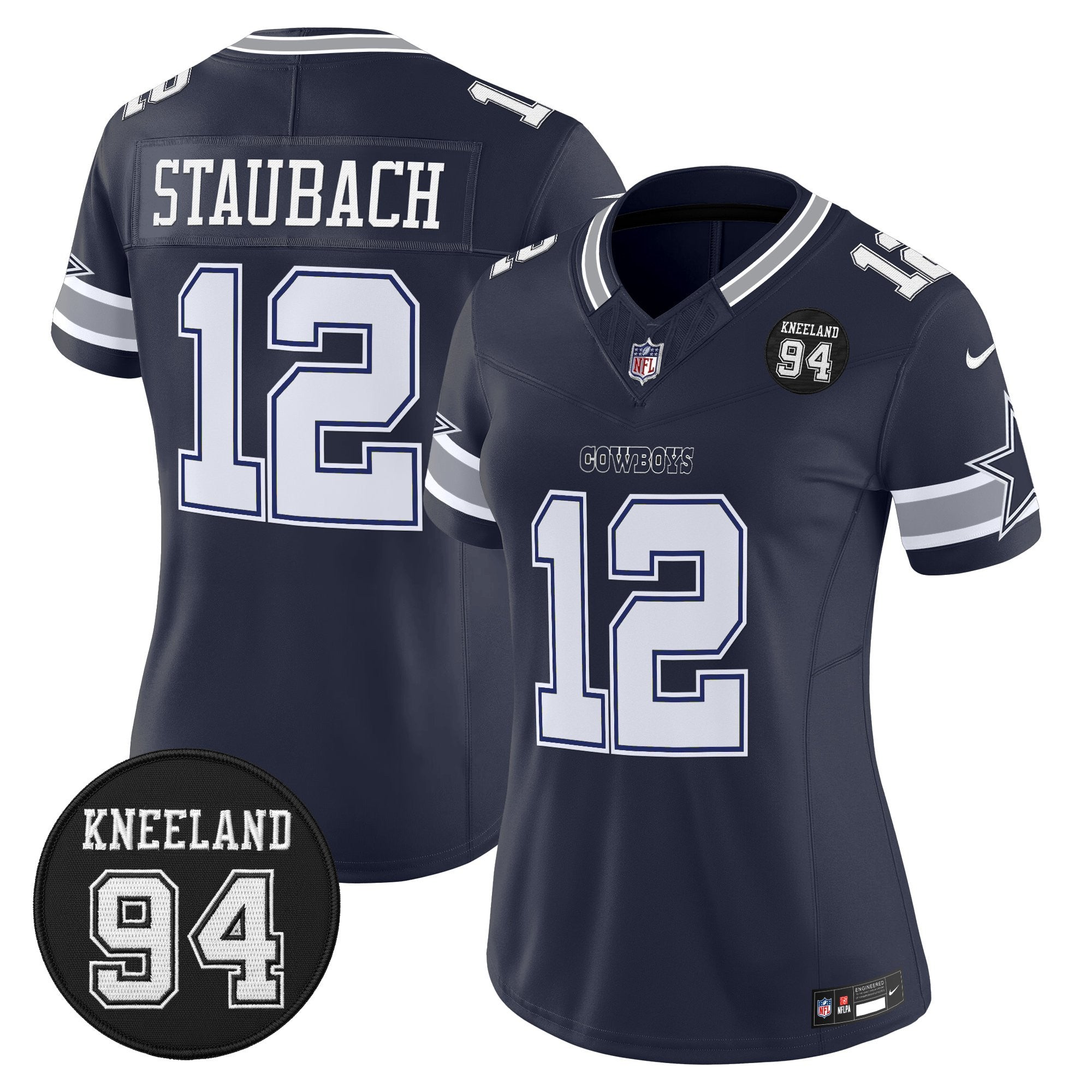 Women's Dallas Cowboys #94 Marshawn Kneeland Memorial Patch Vapor Limited Jersey - All Stitched