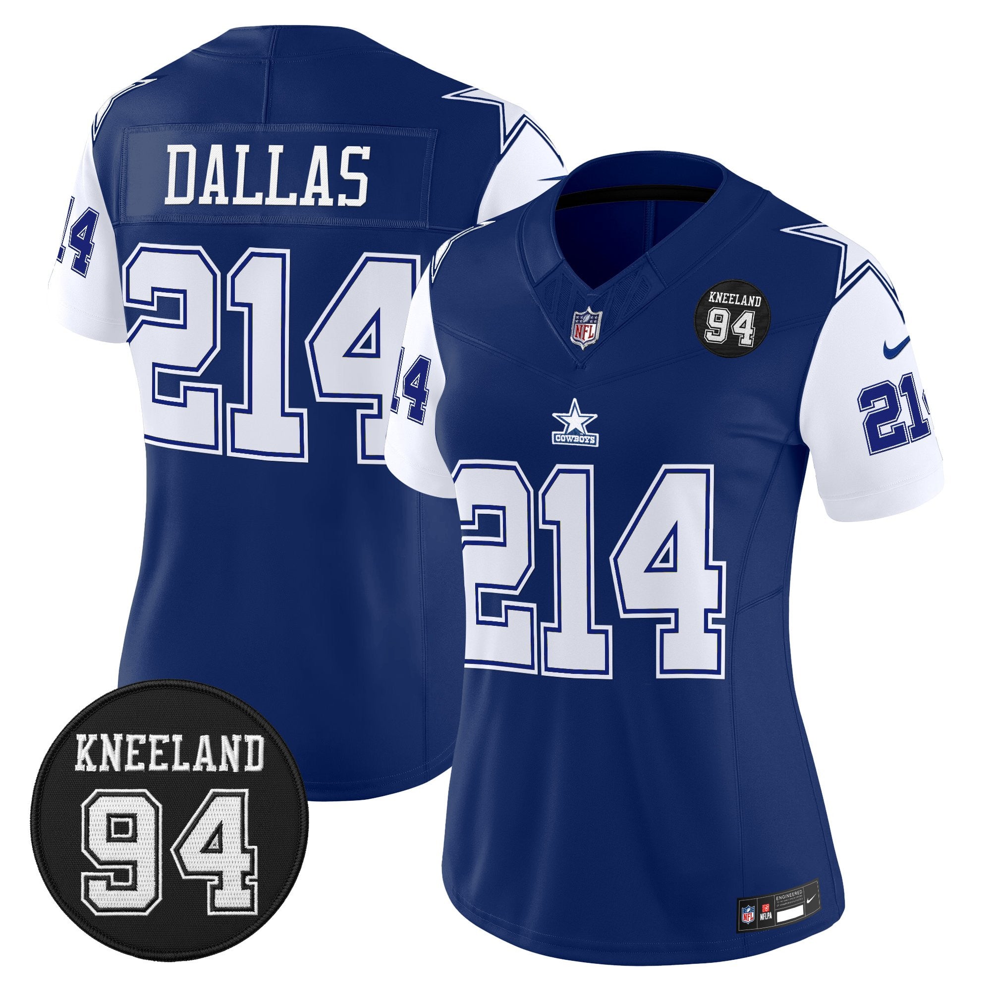 Women's Dallas Cowboys #94 Marshawn Kneeland Memorial Patch Vapor Limited Jersey - All Stitched