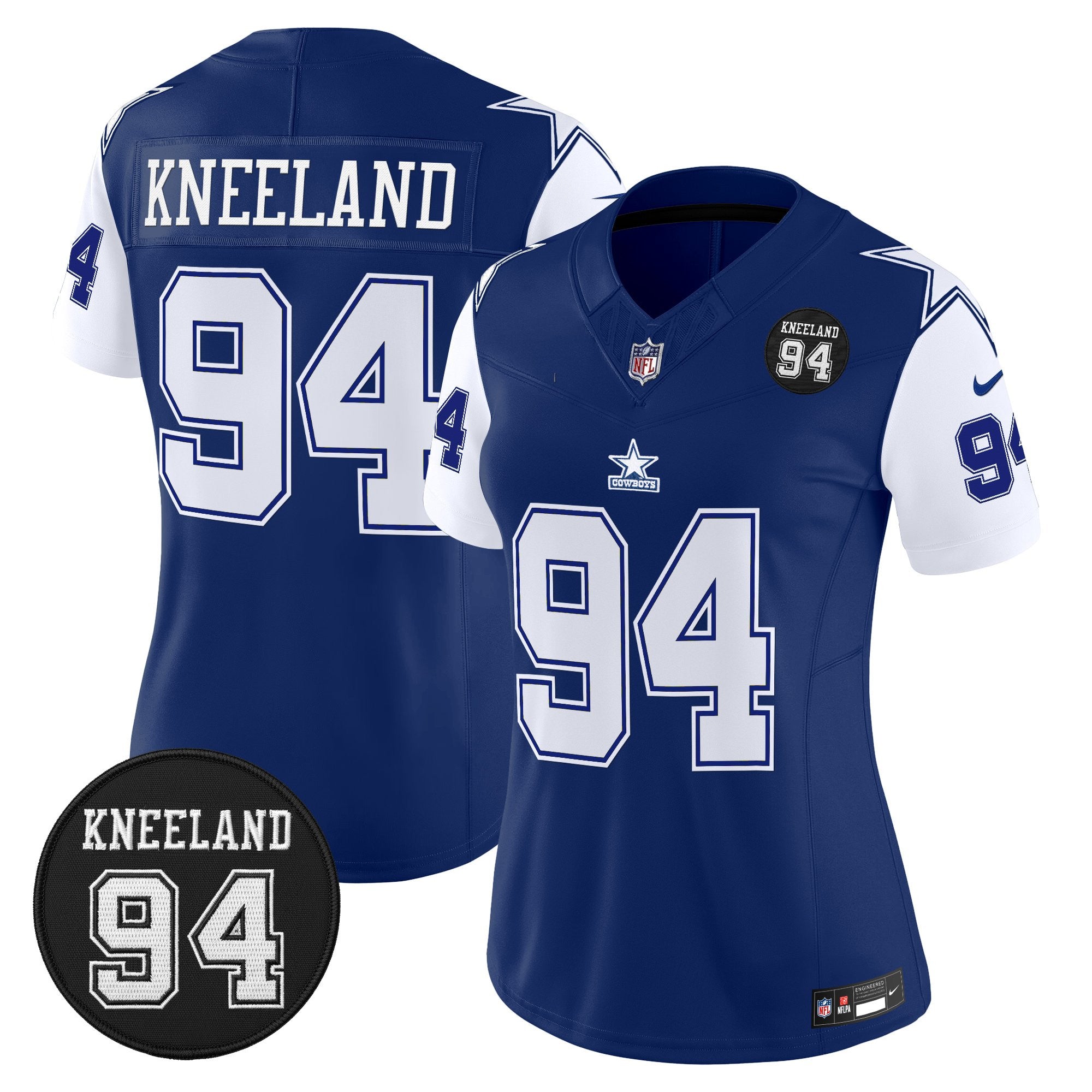 Women's Dallas Cowboys #94 Marshawn Kneeland Memorial Patch Vapor Limited Jersey - All Stitched