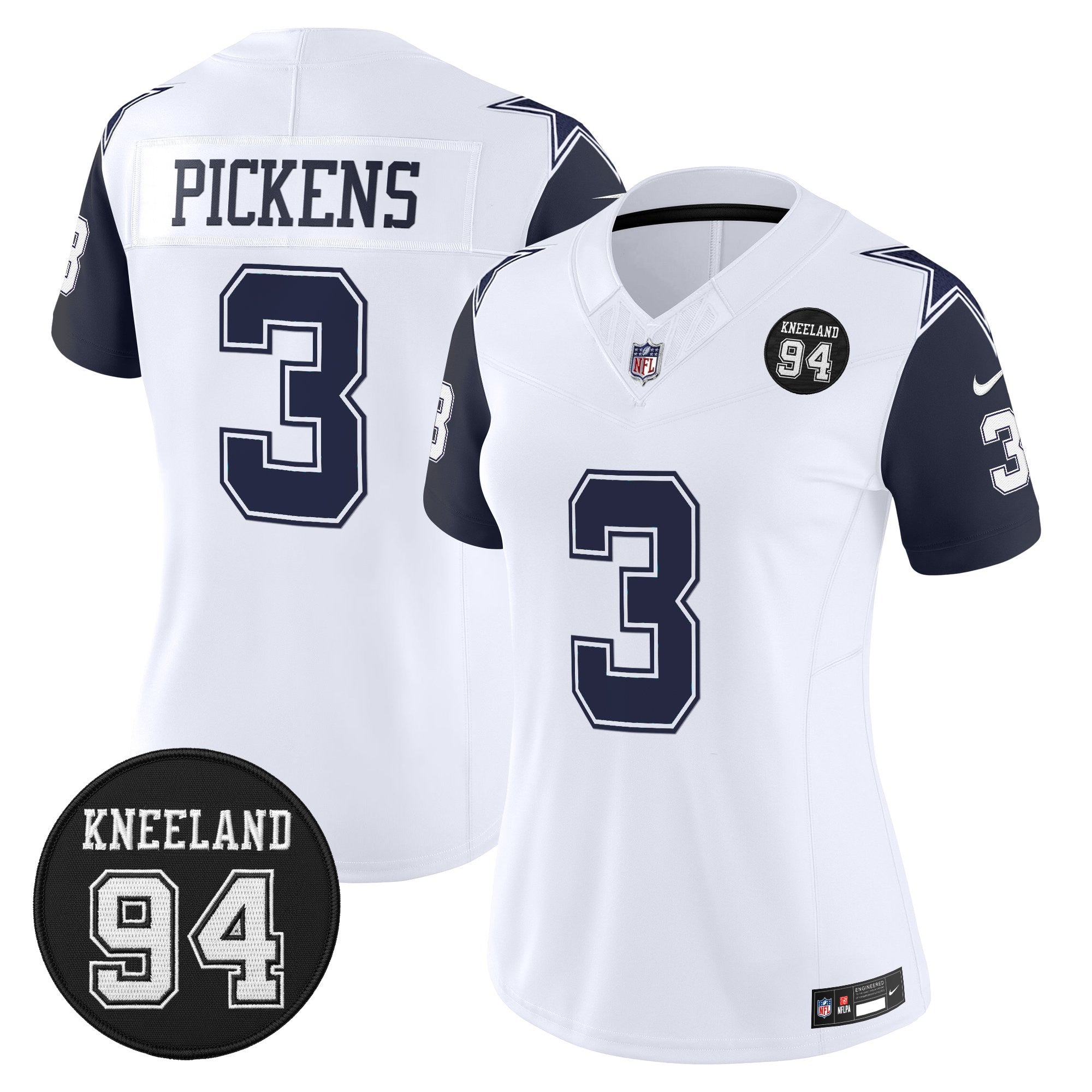 Women's Dallas Cowboys #94 Marshawn Kneeland Memorial Patch Vapor Limited Jersey - All Stitched