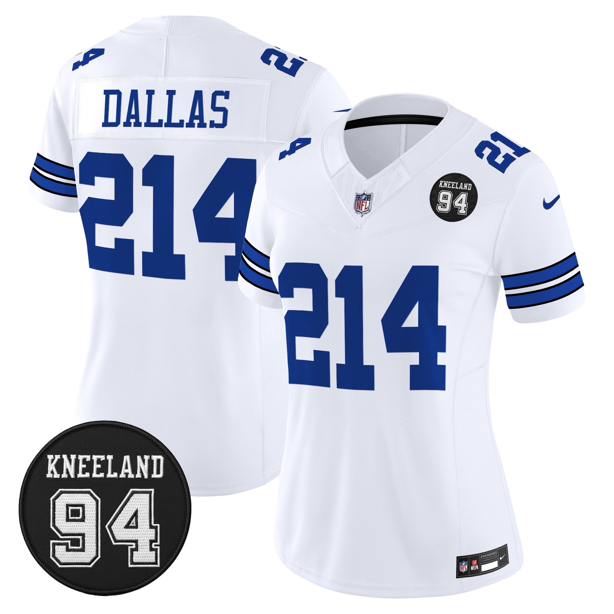 Women's Dallas Cowboys #94 Marshawn Kneeland Memorial Patch Vapor Limited Jersey - All Stitched