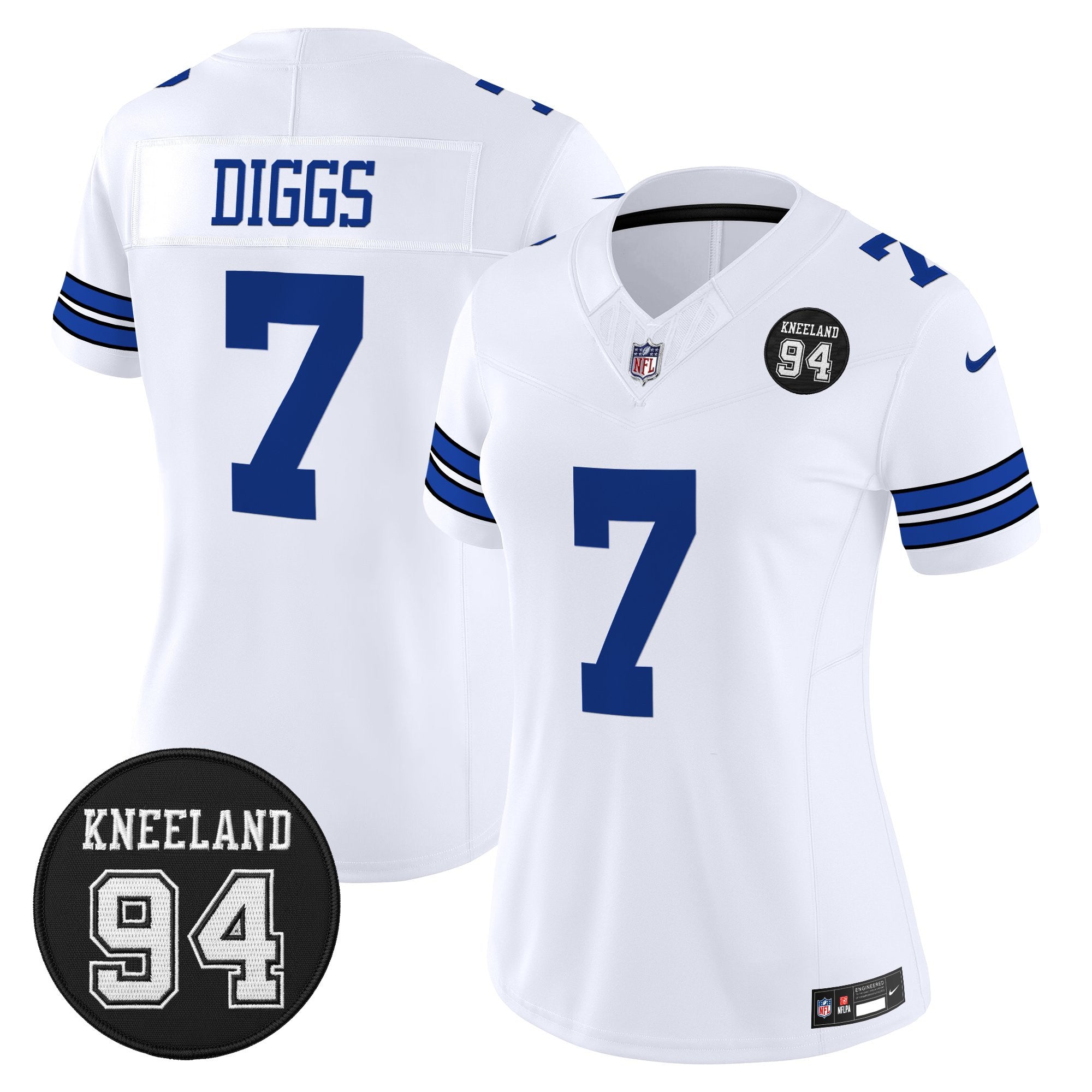 Women's Dallas Cowboys #94 Marshawn Kneeland Memorial Patch Vapor Limited Jersey - All Stitched