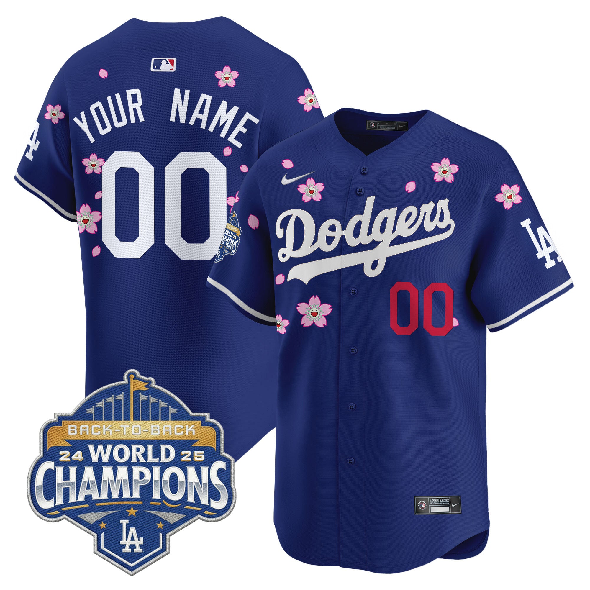 Dodgers 2025 Back-To-Back Champions x Tokyo Series Vapor Premier Limited Custom Jersey - Stitched