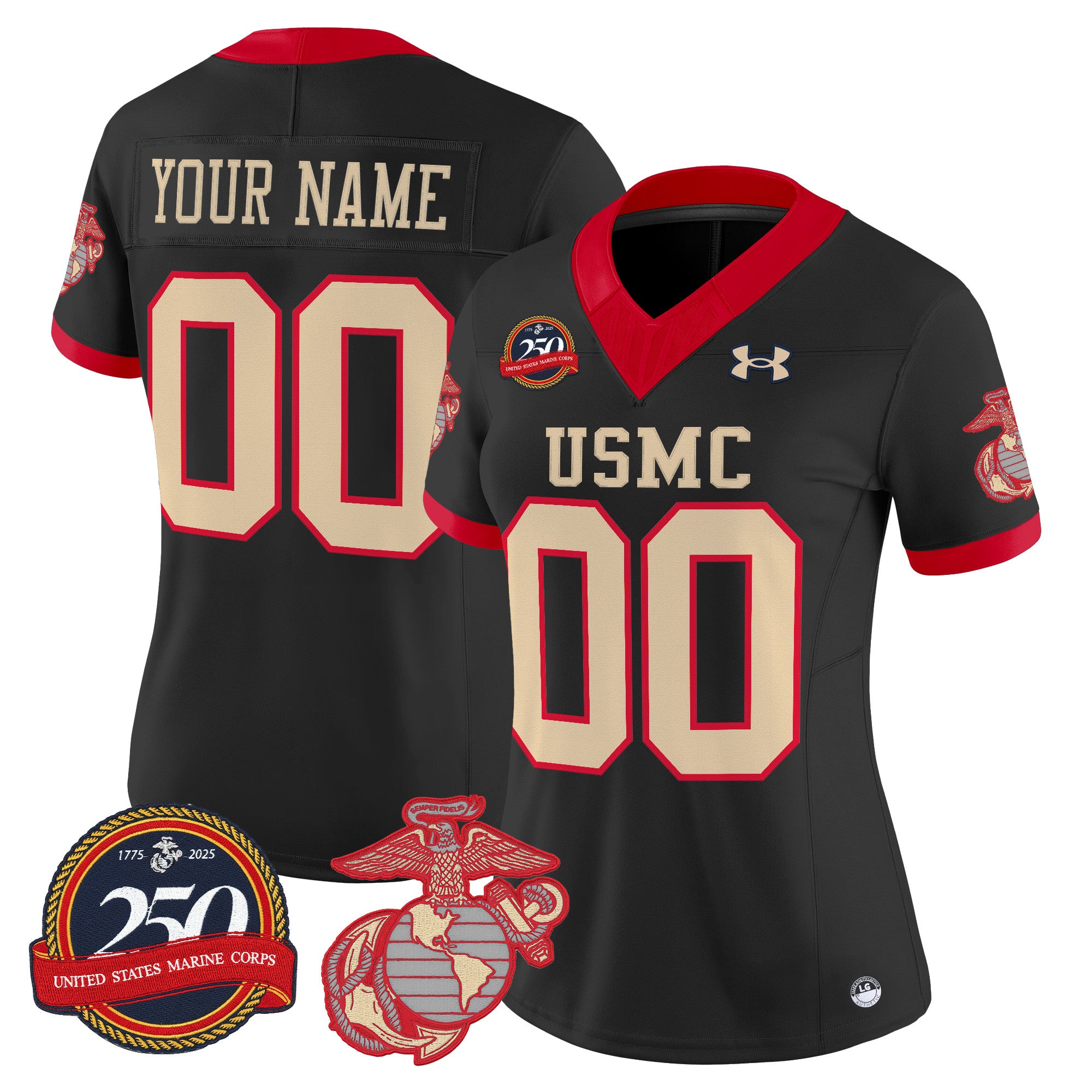 United States Marine Corps Vapor Limited Custom Jersey - 250th Anniversary Patch - All Stitched