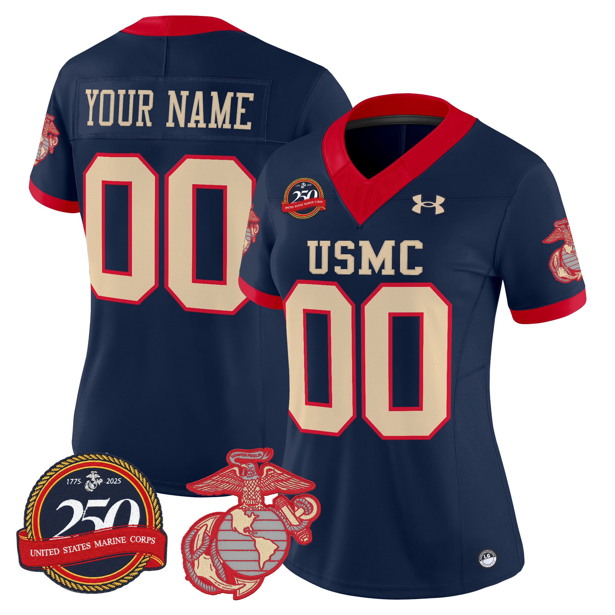 United States Marine Corps Vapor Limited Custom Jersey - 250th Anniversary Patch - All Stitched