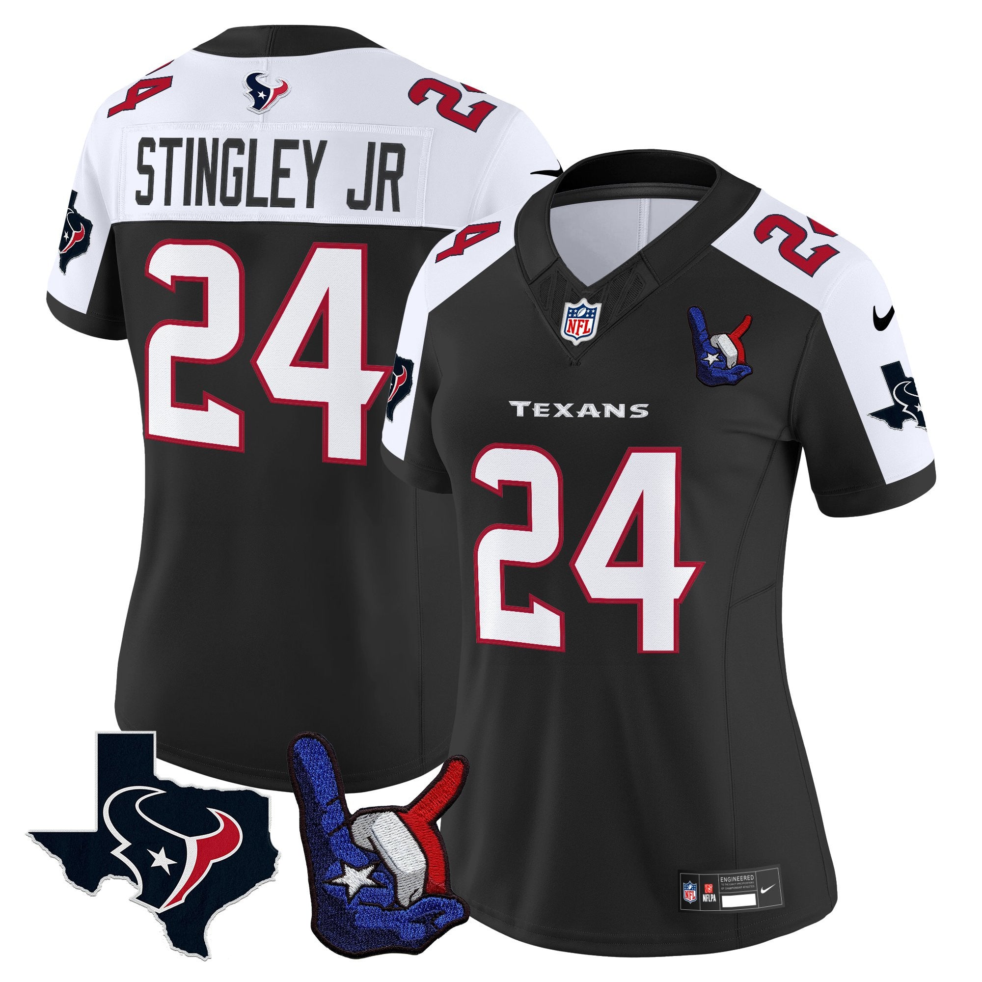 Women's Houston Texans Hand Sign Throwing Up The H Vapor Jersey - All Stitched