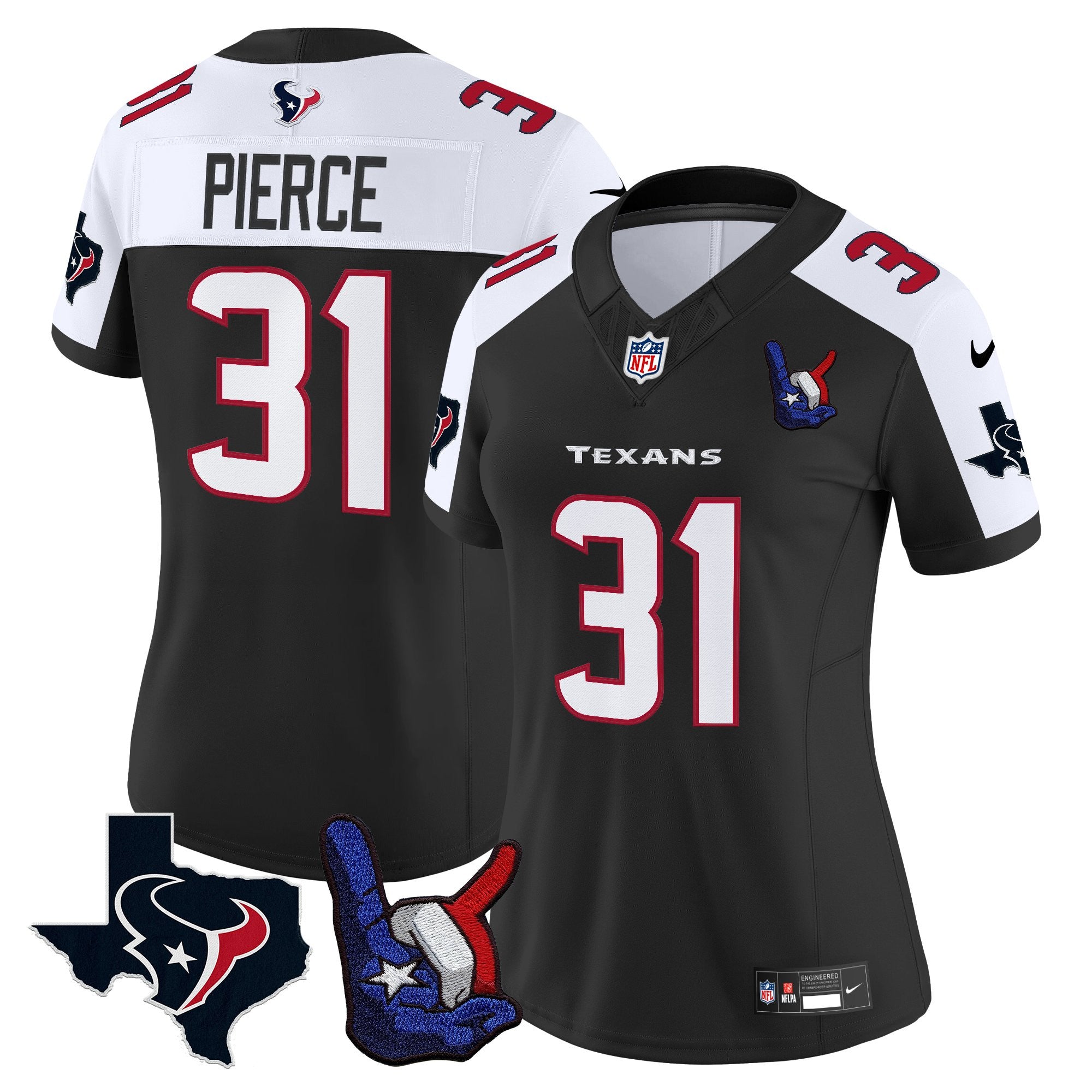 Women's Houston Texans Hand Sign Throwing Up The H Vapor Jersey - All Stitched