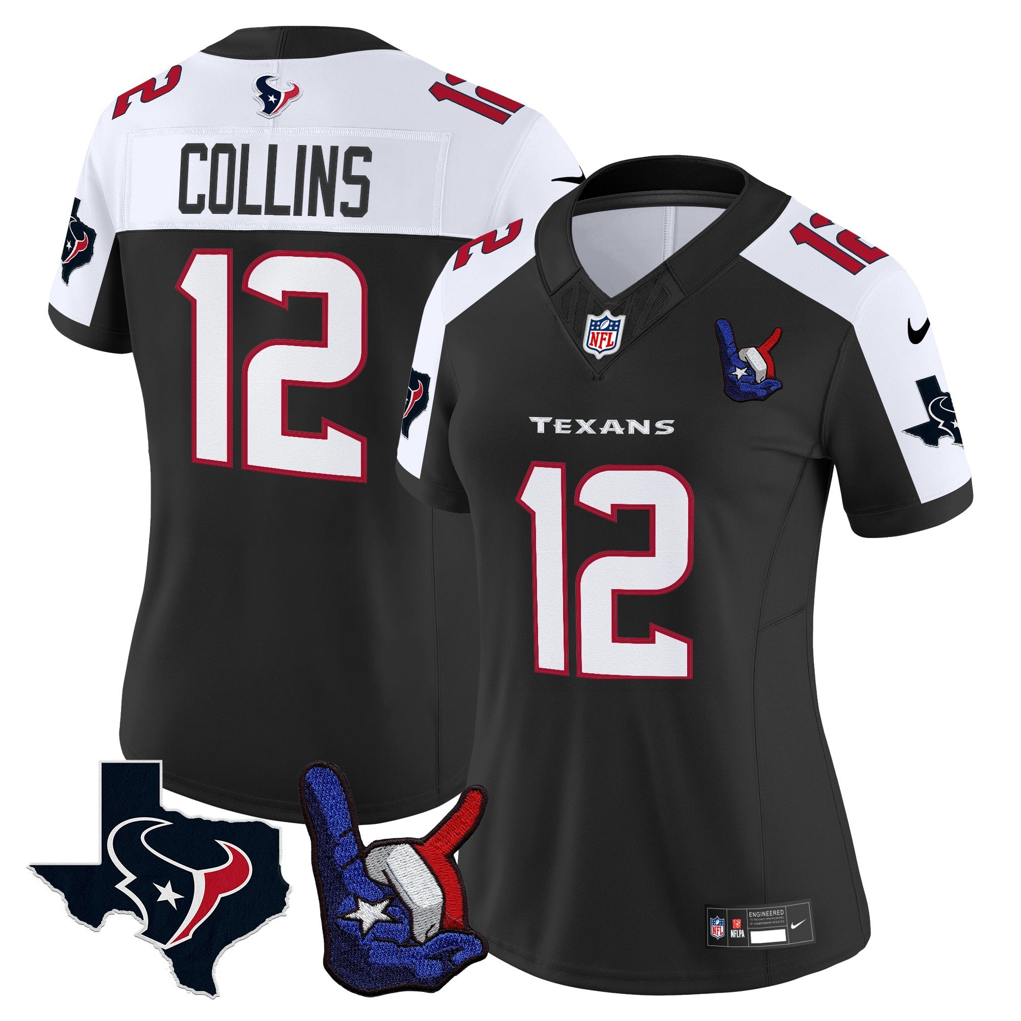 Women's Houston Texans Hand Sign Throwing Up The H Vapor Jersey - All Stitched