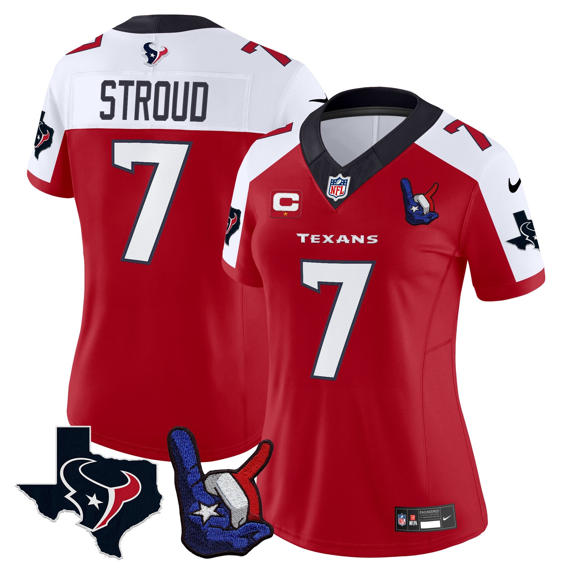 Women's Houston Texans Hand Sign Throwing Up The H Vapor Jersey - All Stitched