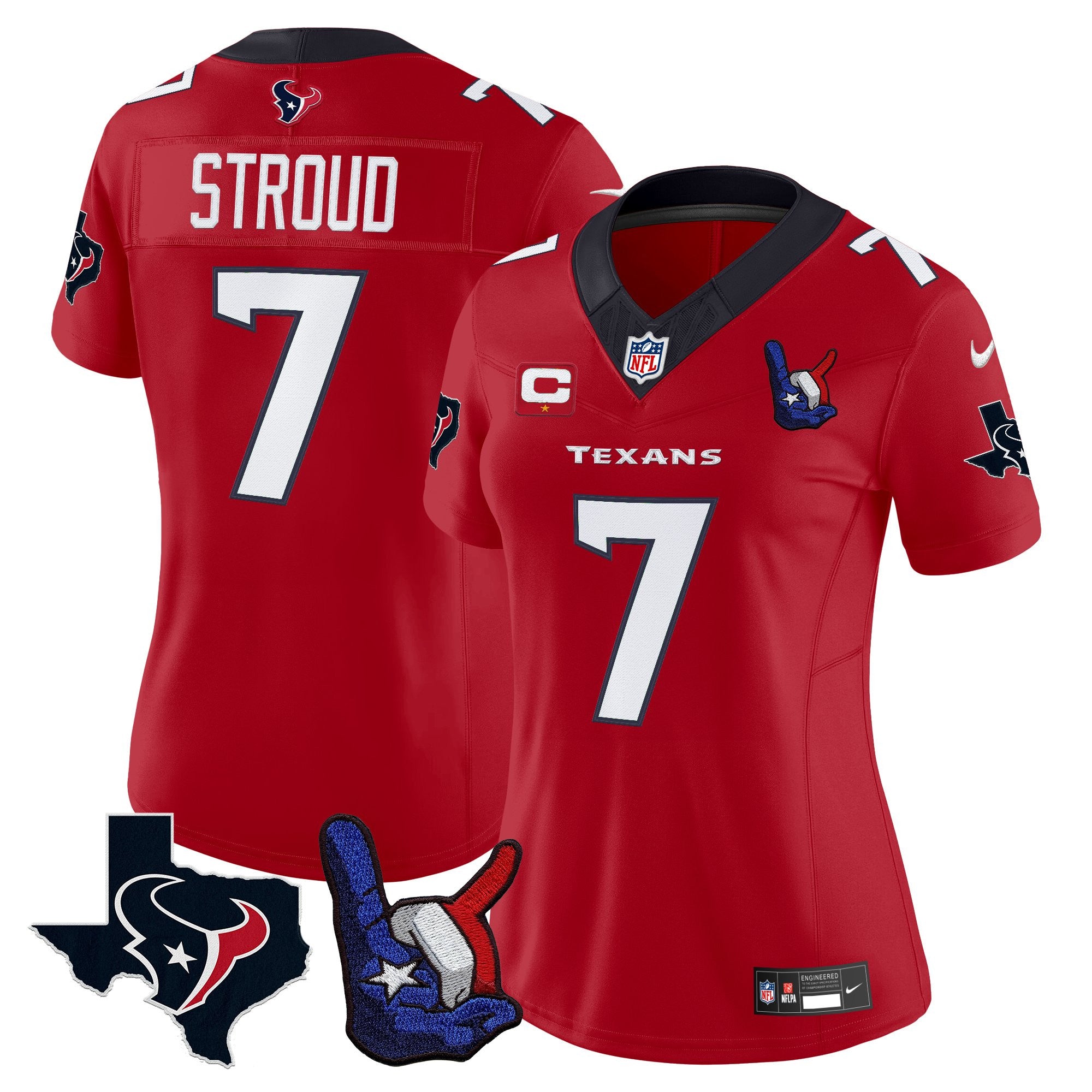 Women's Houston Texans Hand Sign Throwing Up The H Vapor Jersey - All Stitched