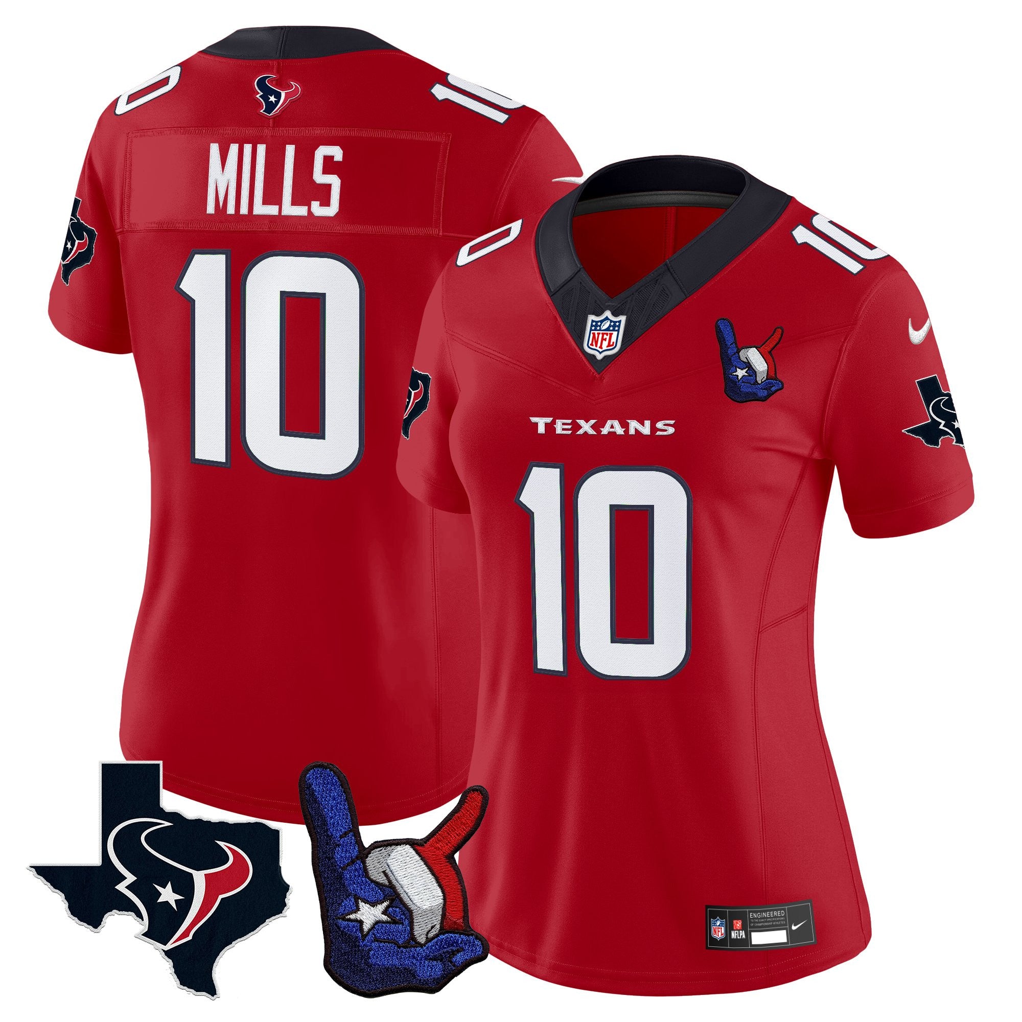 Women's Houston Texans Hand Sign Throwing Up The H Vapor Jersey - All Stitched