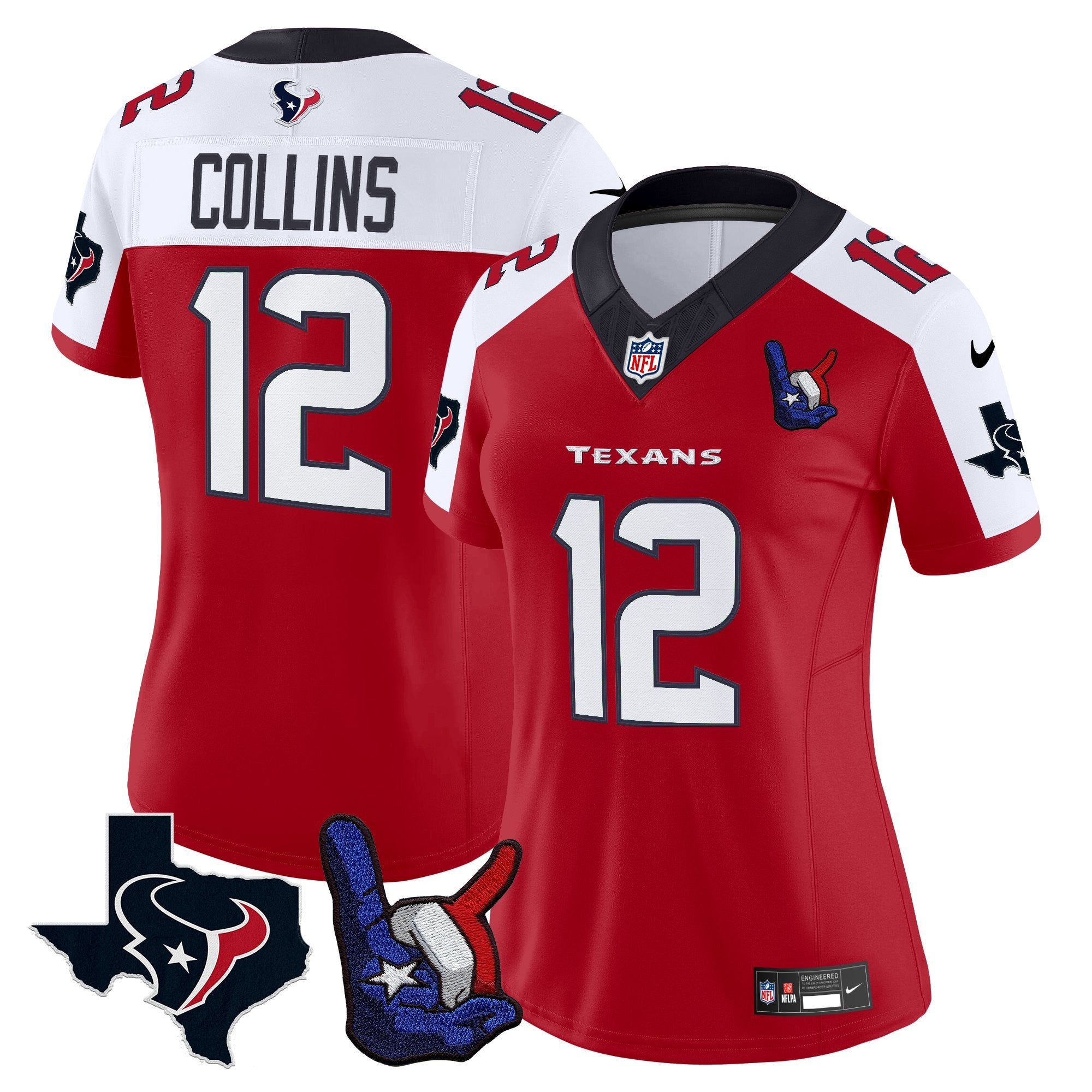 Women's Houston Texans Hand Sign Throwing Up The H Vapor Jersey - All Stitched