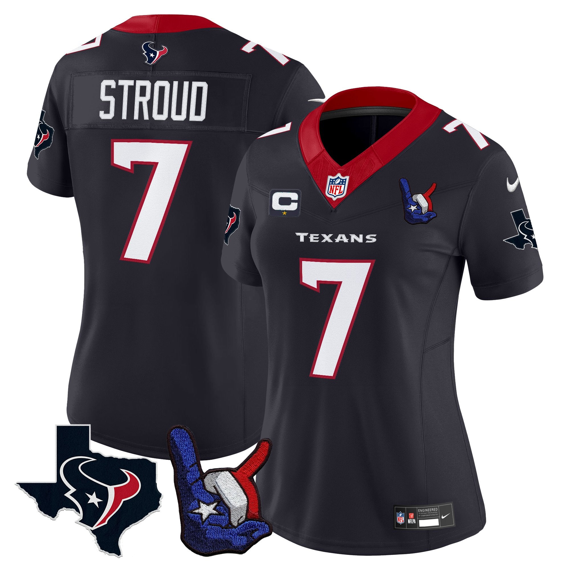 Women's Houston Texans Hand Sign Throwing Up The H Vapor Jersey - All Stitched