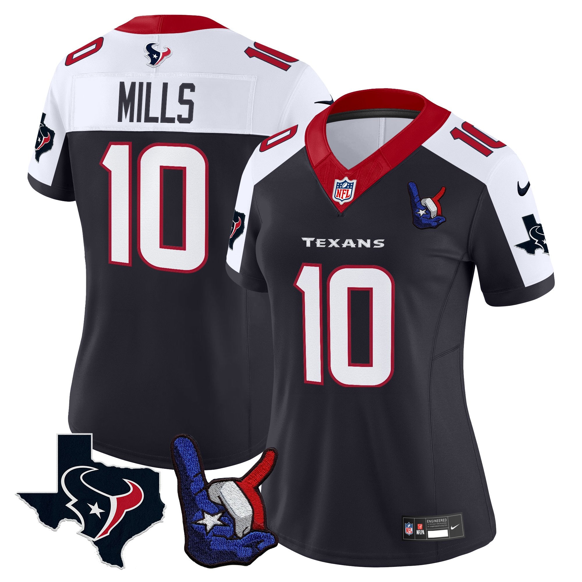Women's Houston Texans Hand Sign Throwing Up The H Vapor Jersey - All Stitched