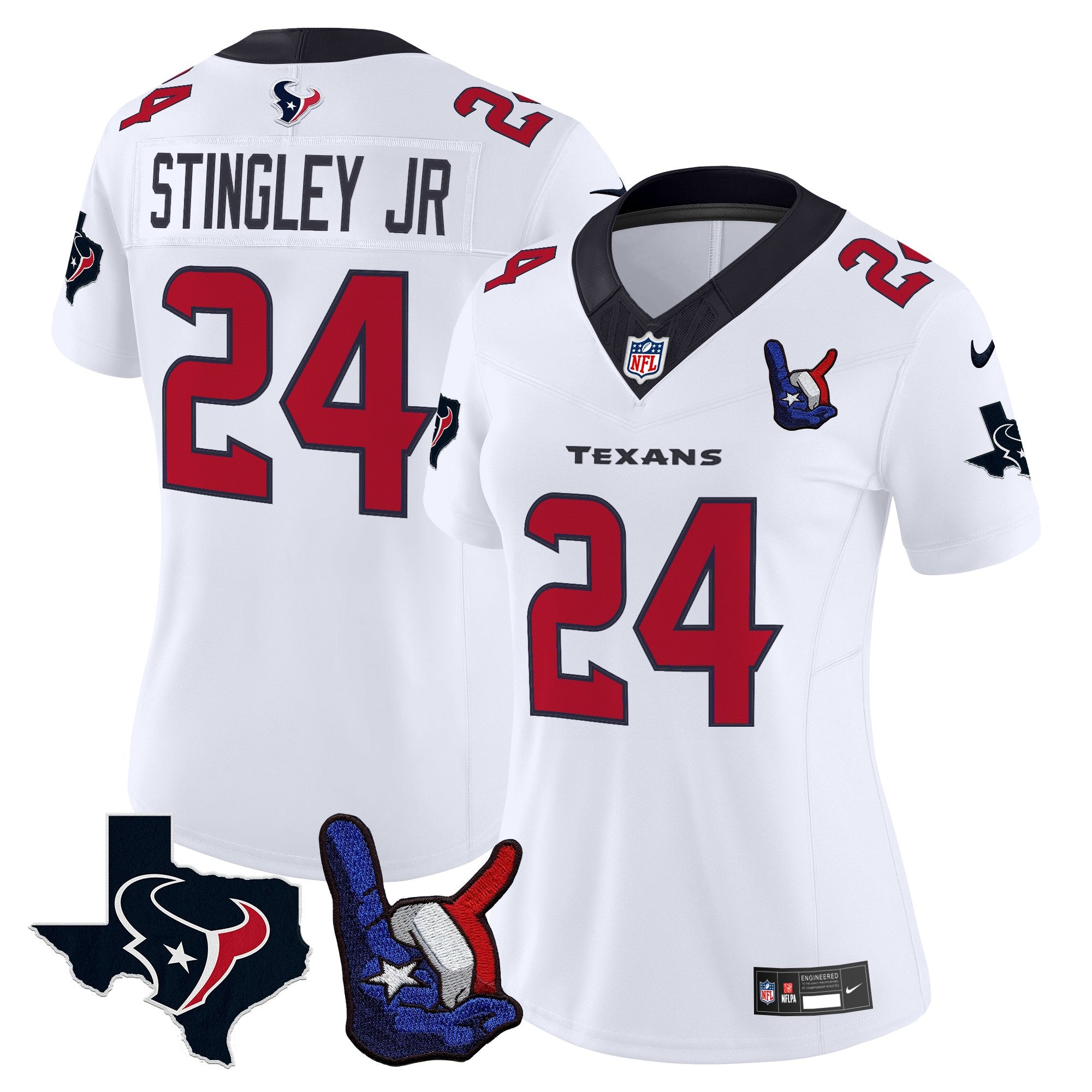 Women's Houston Texans Hand Sign Throwing Up The H Vapor Jersey - All Stitched