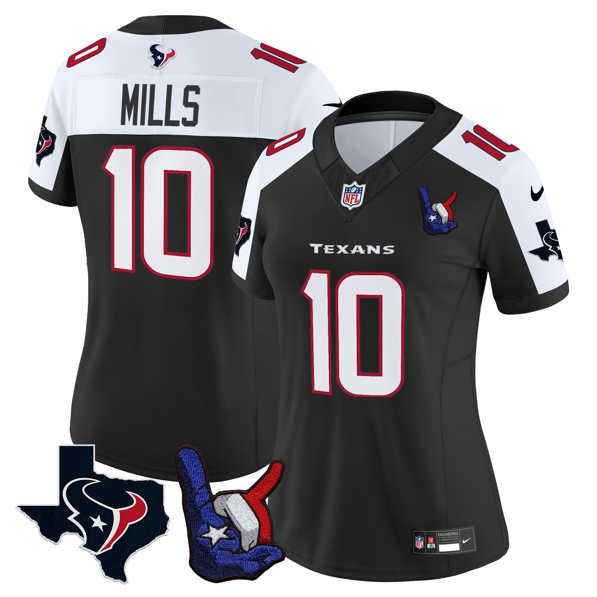 Women's Houston Texans Hand Sign Throwing Up The H Vapor Jersey - All Stitched
