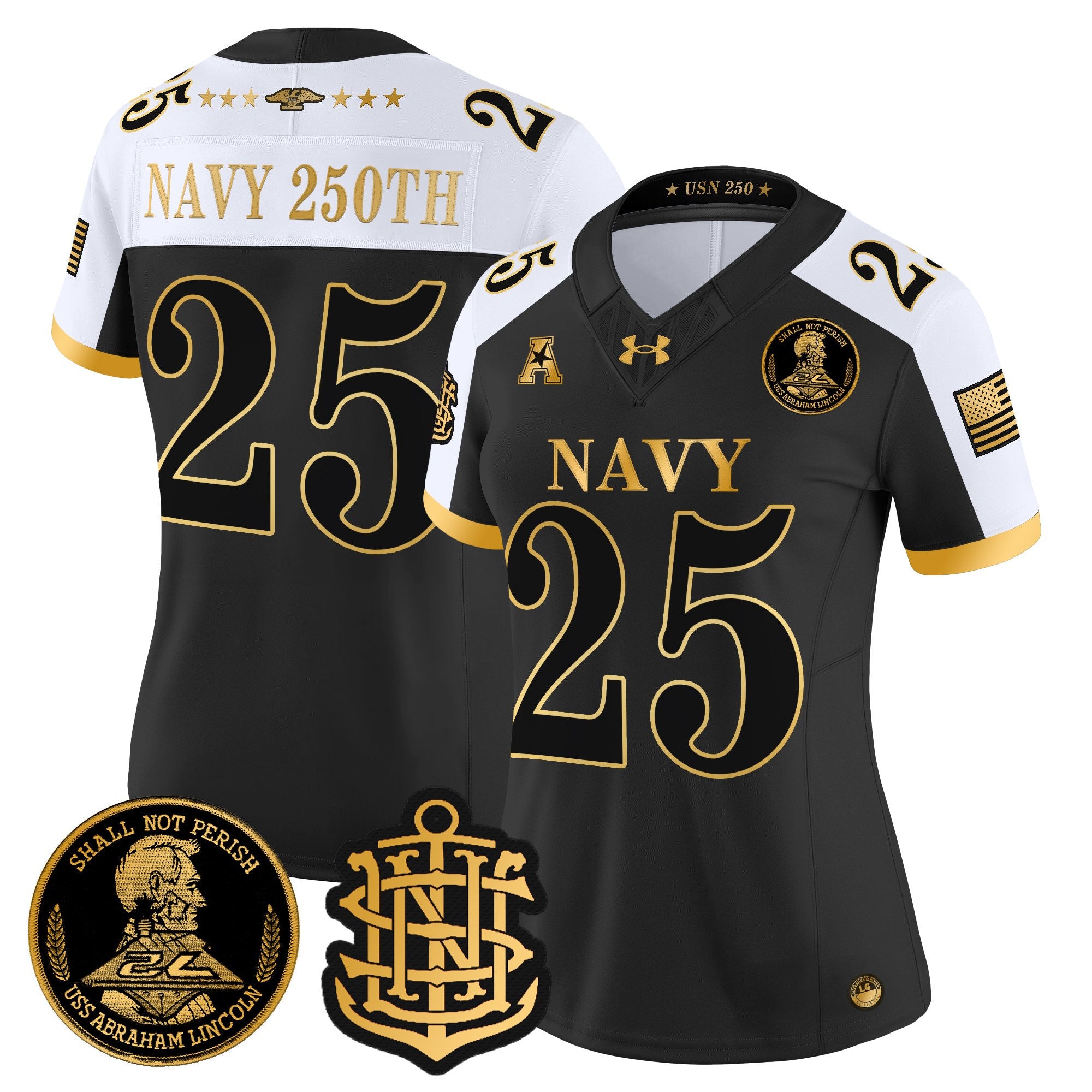 Women's Navy Midshipmen 250th Anniversary Gold Vapor Limited Jersey - All Stitched