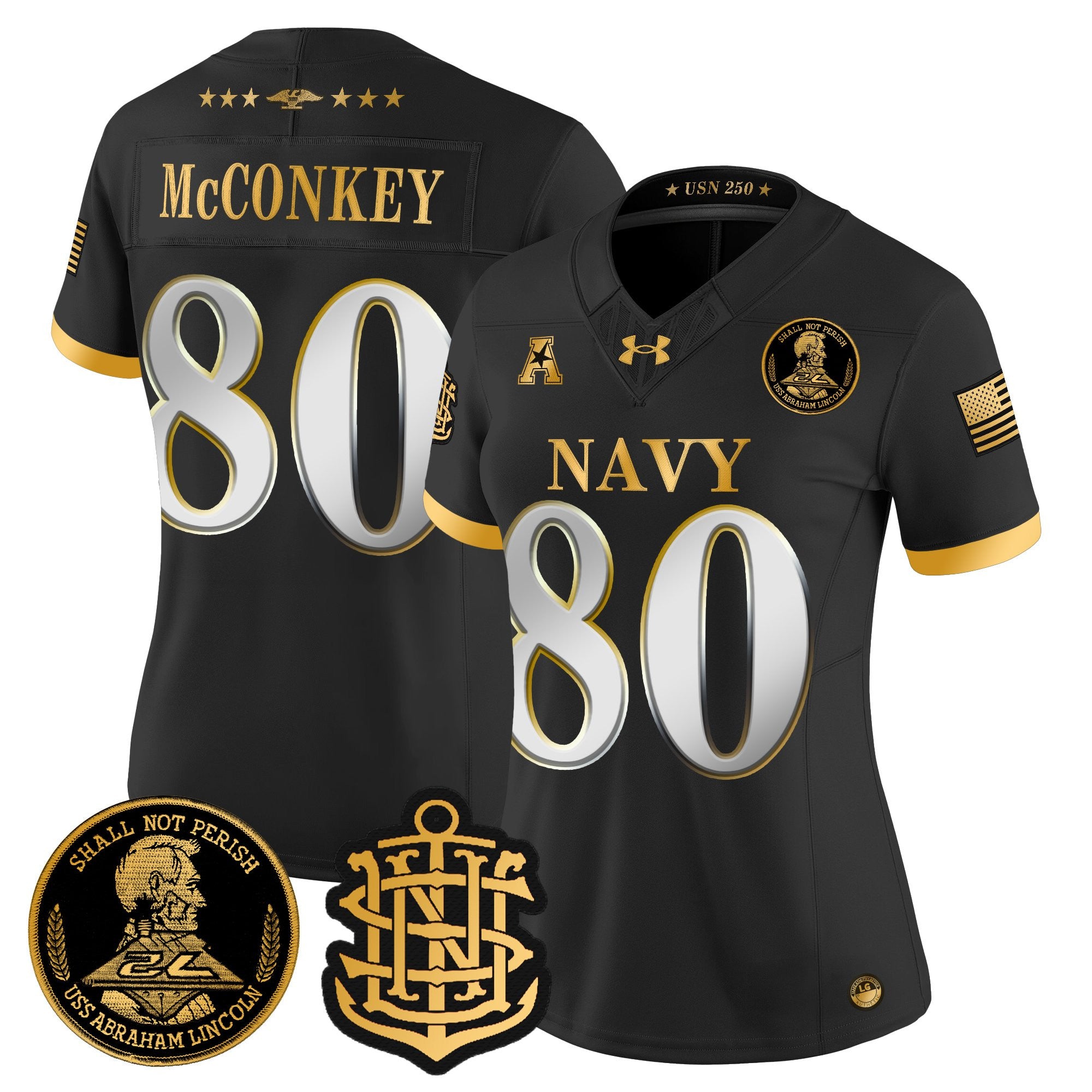 Women's Navy Midshipmen 250th Anniversary Gold Vapor Limited Jersey - All Stitched
