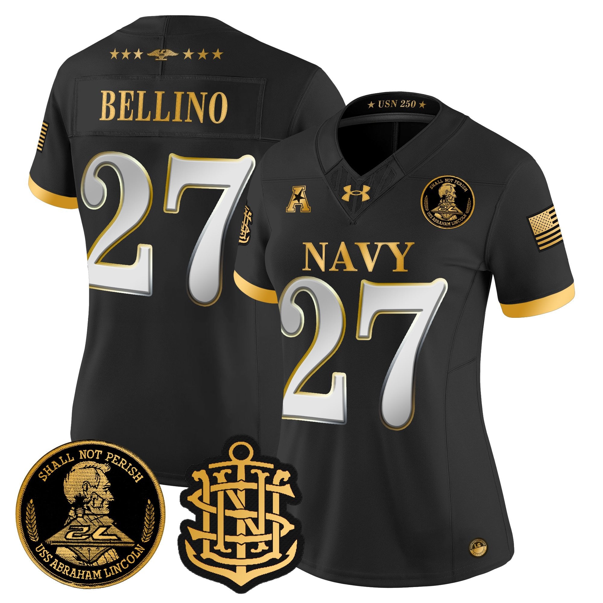 Women's Navy Midshipmen 250th Anniversary Gold Vapor Limited Jersey - All Stitched