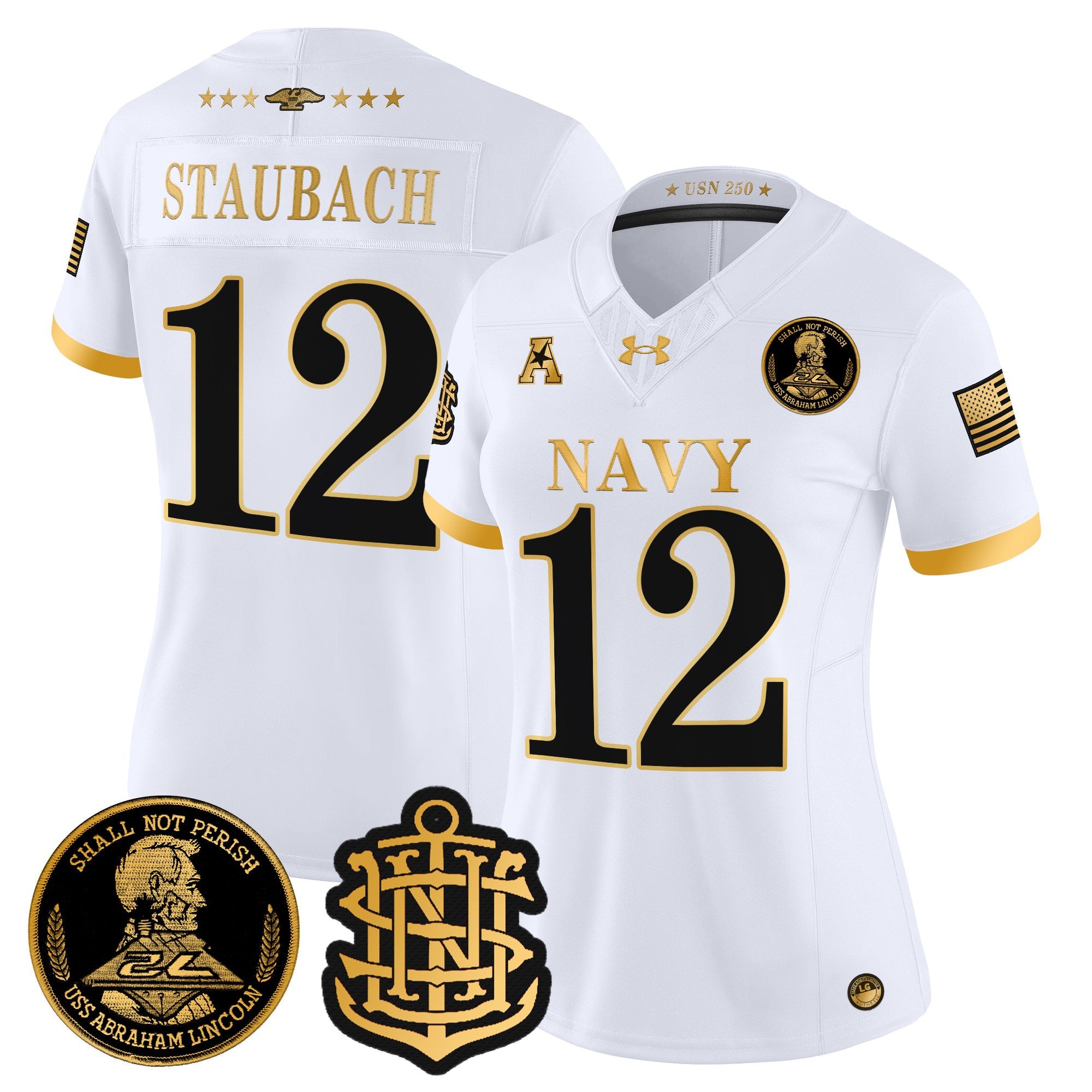 Women's Navy Midshipmen 250th Anniversary Gold Vapor Limited Jersey - All Stitched