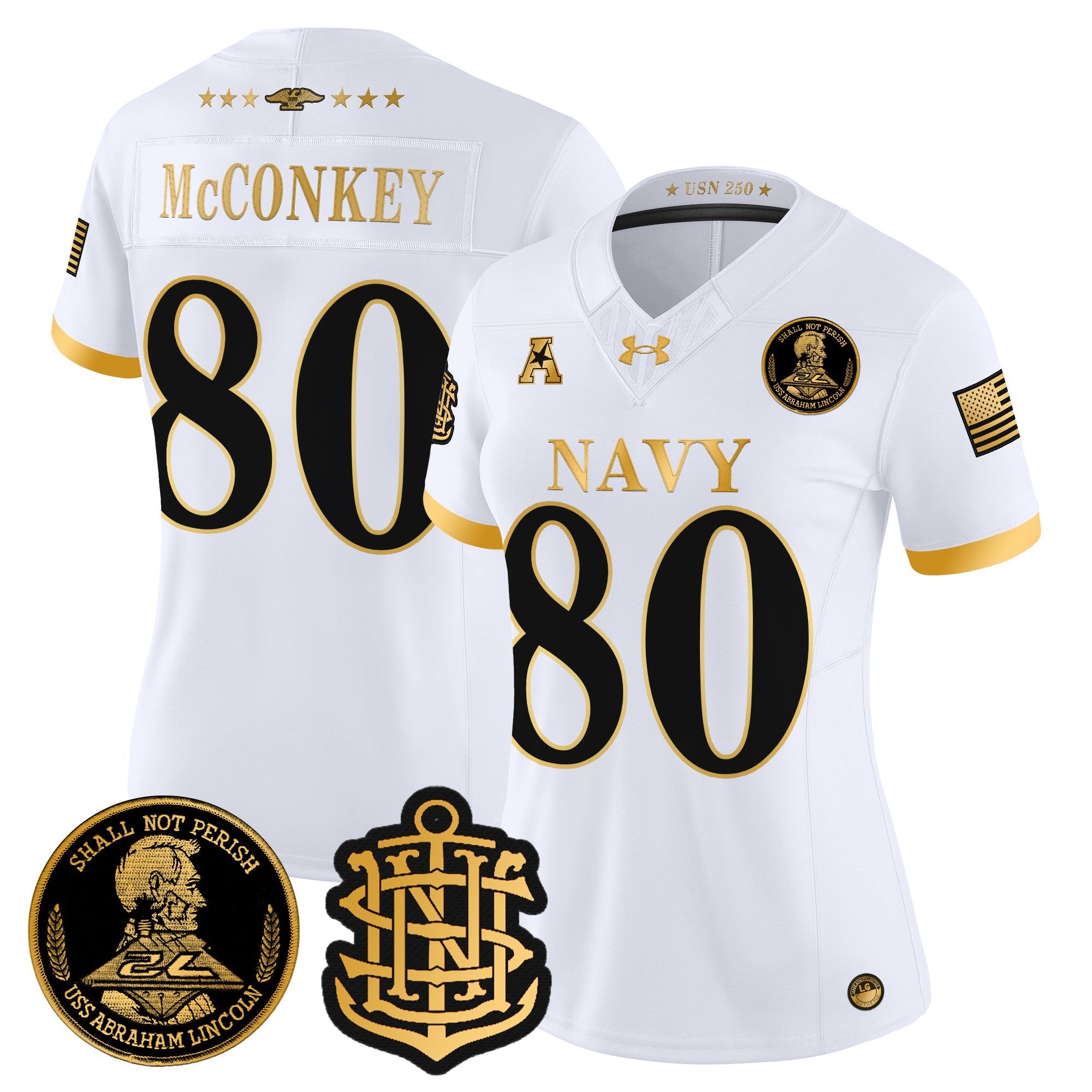 Women's Navy Midshipmen 250th Anniversary Gold Vapor Limited Jersey - All Stitched