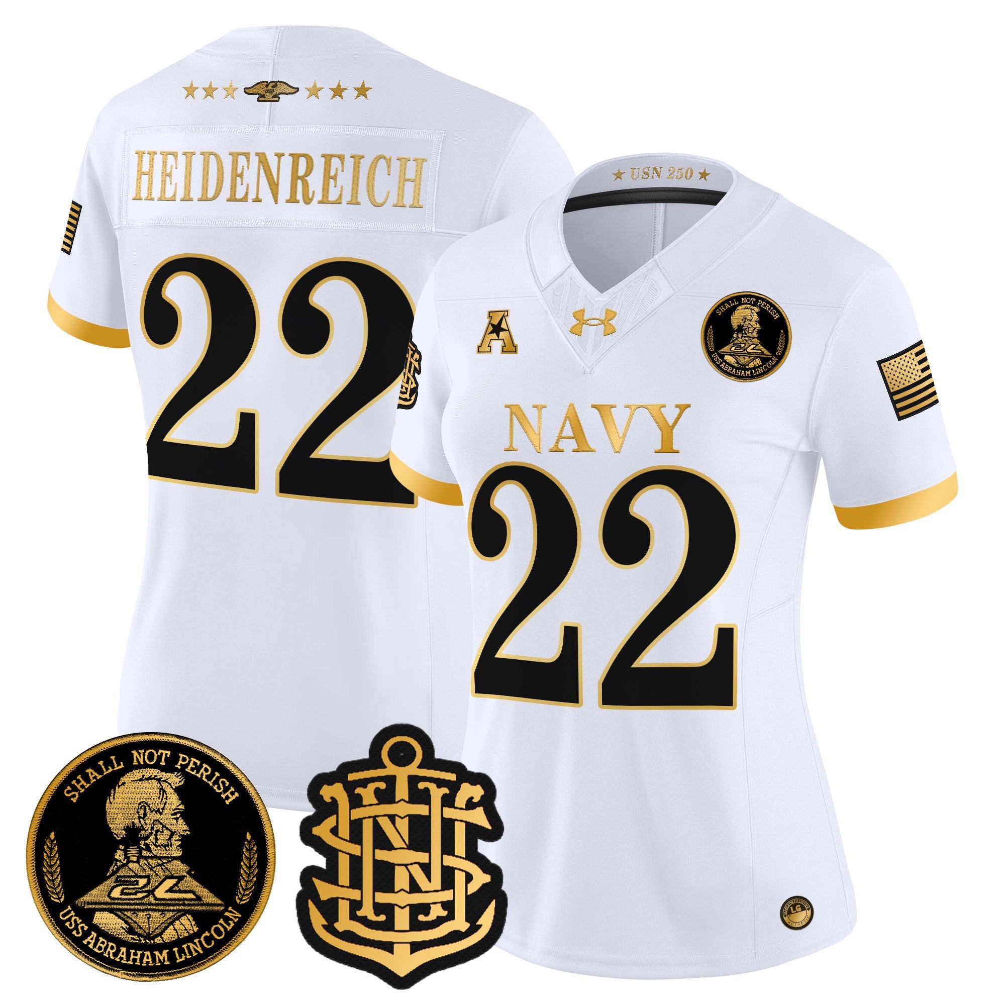 Women's Navy Midshipmen 250th Anniversary Gold Vapor Limited Jersey - All Stitched