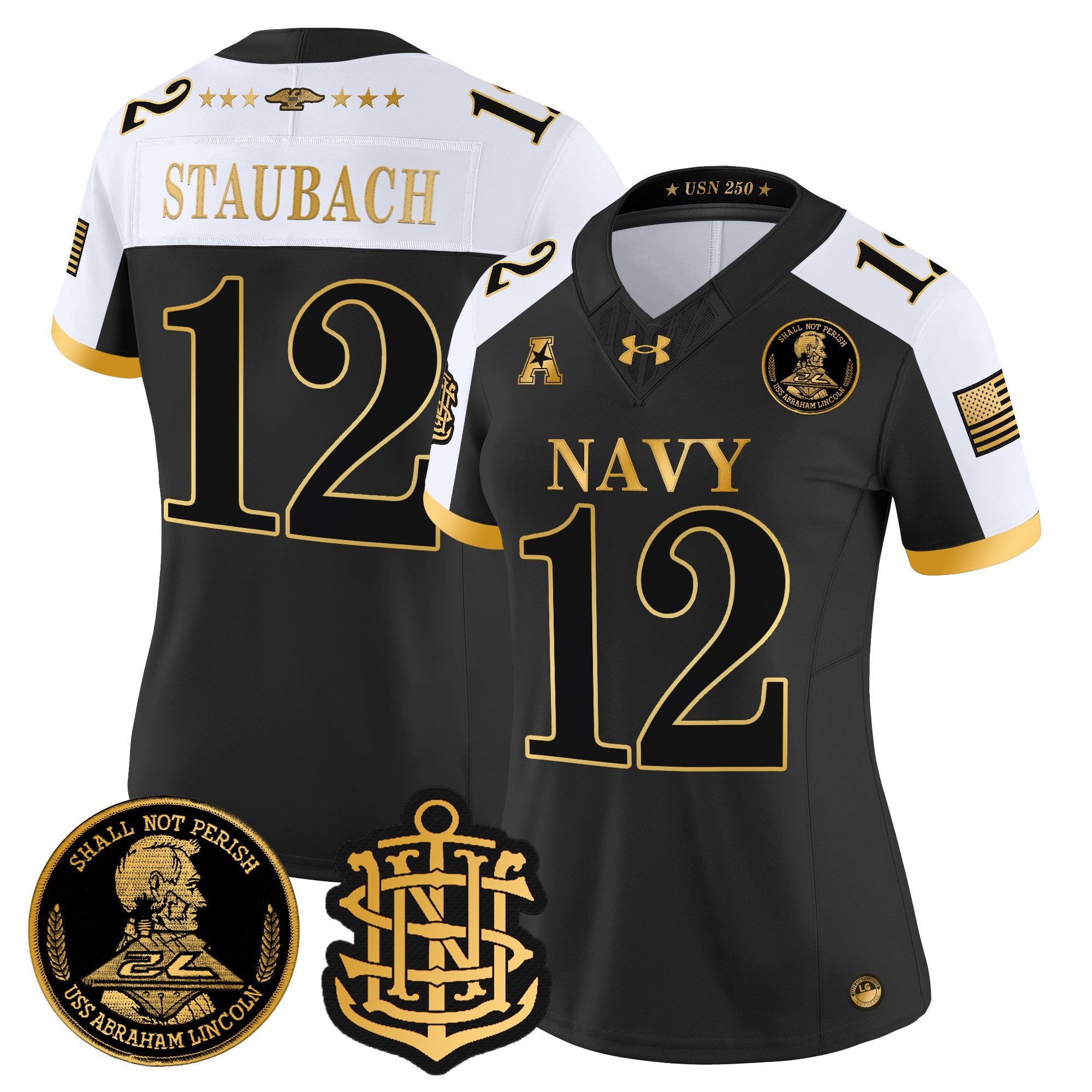 Women's Navy Midshipmen 250th Anniversary Gold Vapor Limited Jersey - All Stitched