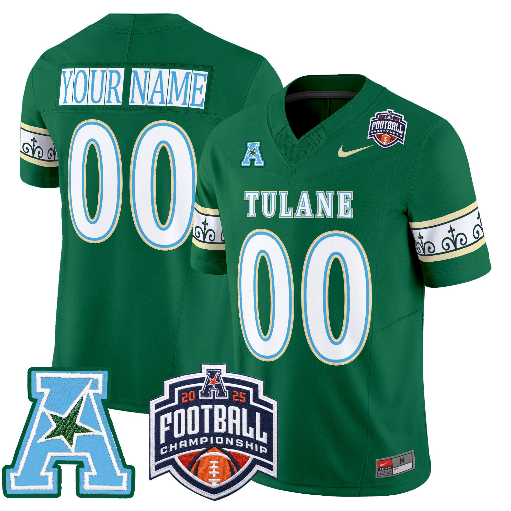 Tulane Green Wave 'City Edition' Vapor Limited Custom Jersey - 2025 AAC Championship Patch - All Stitched