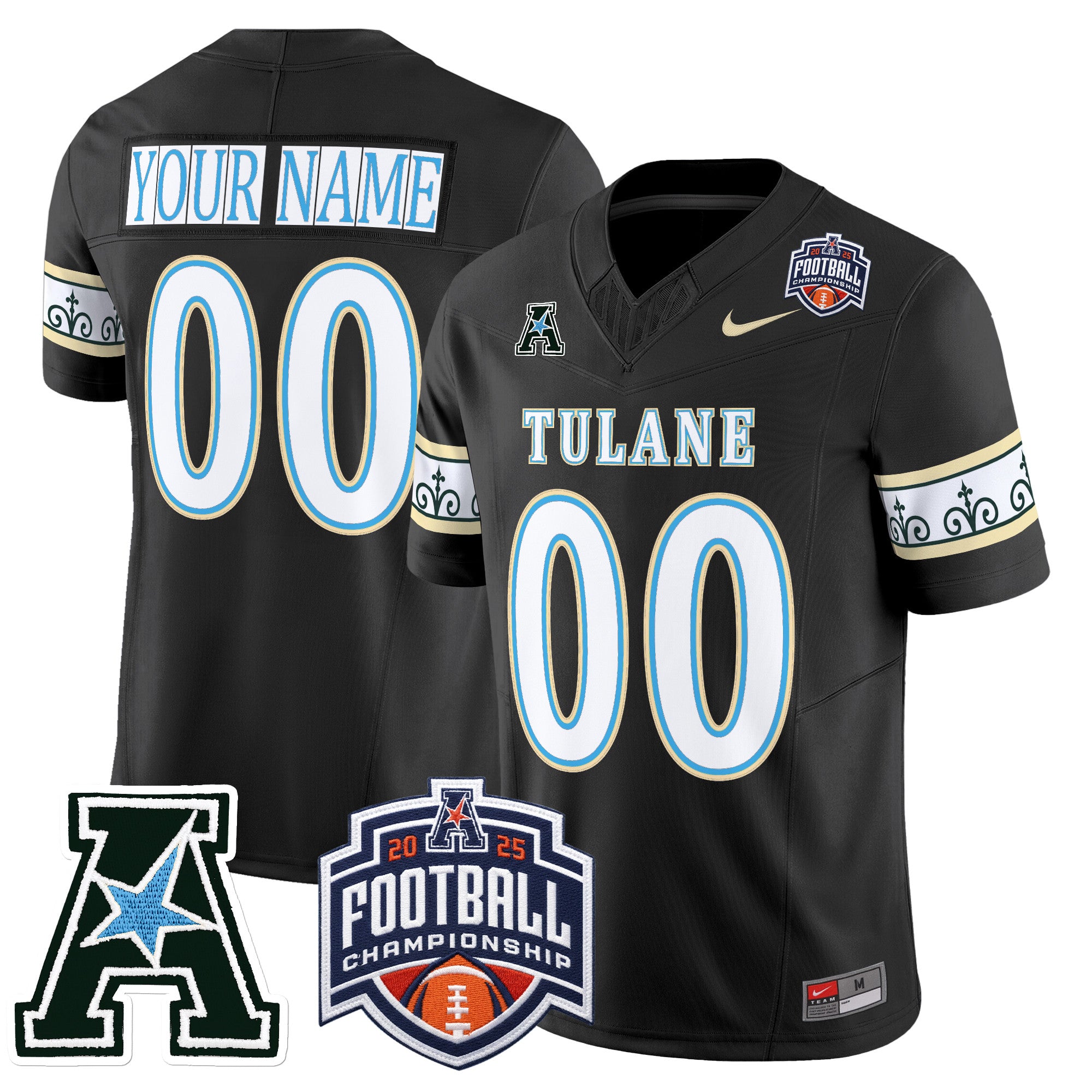 Tulane Green Wave 'City Edition' Vapor Limited Custom Jersey - 2025 AAC Championship Patch - All Stitched